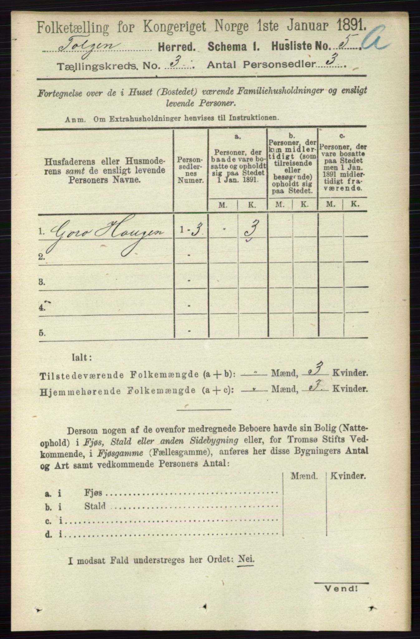 RA, 1891 census for 0436 Tolga, 1891, p. 502