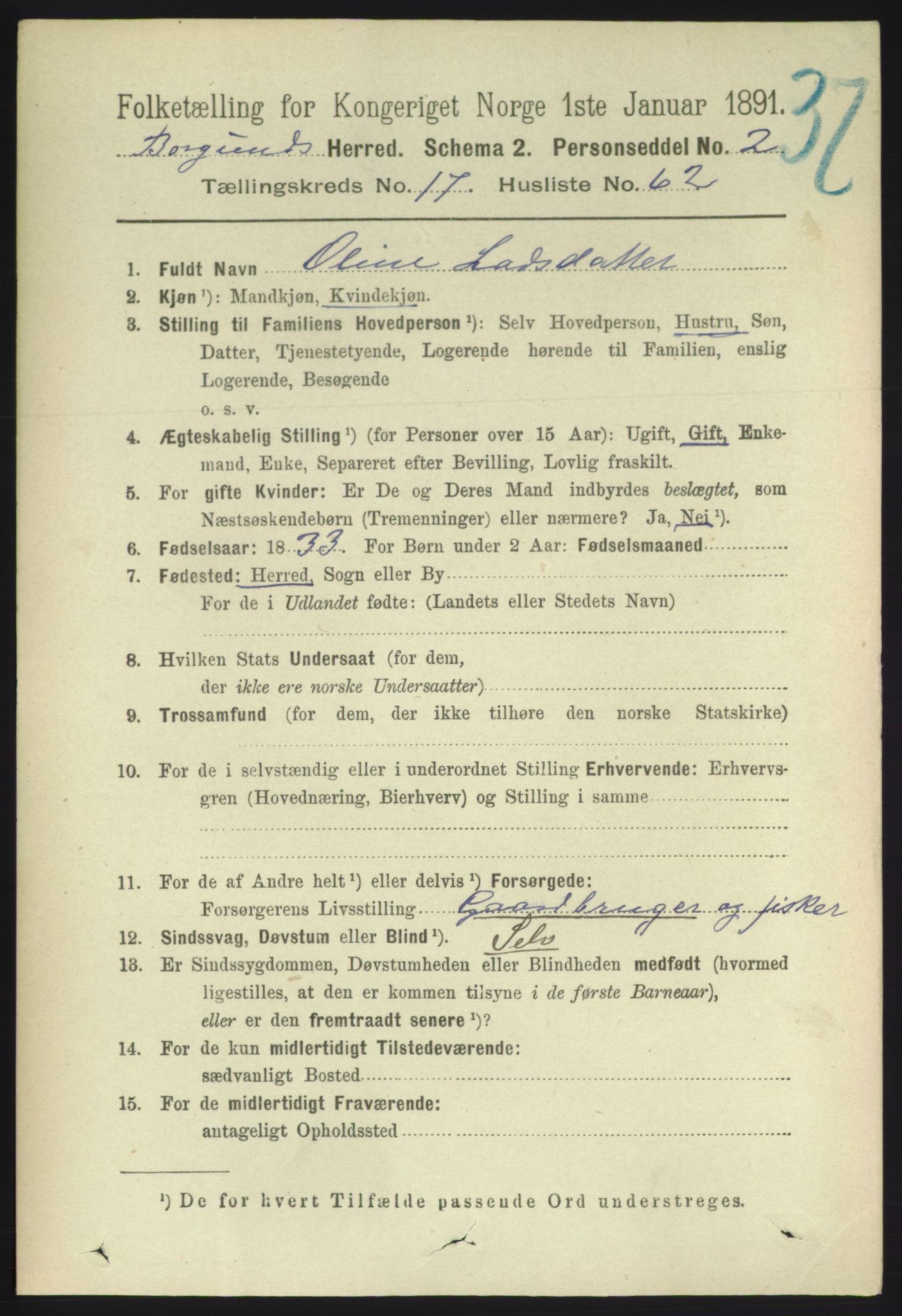 RA, 1891 census for 1531 Borgund, 1891, p. 5409