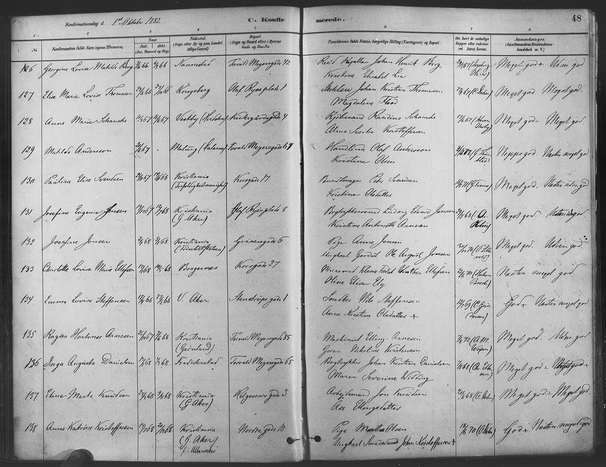 Paulus prestekontor Kirkebøker, AV/SAO-A-10871/F/Fa/L0004: Parish register (official) no. 4, 1879-1891, p. 48