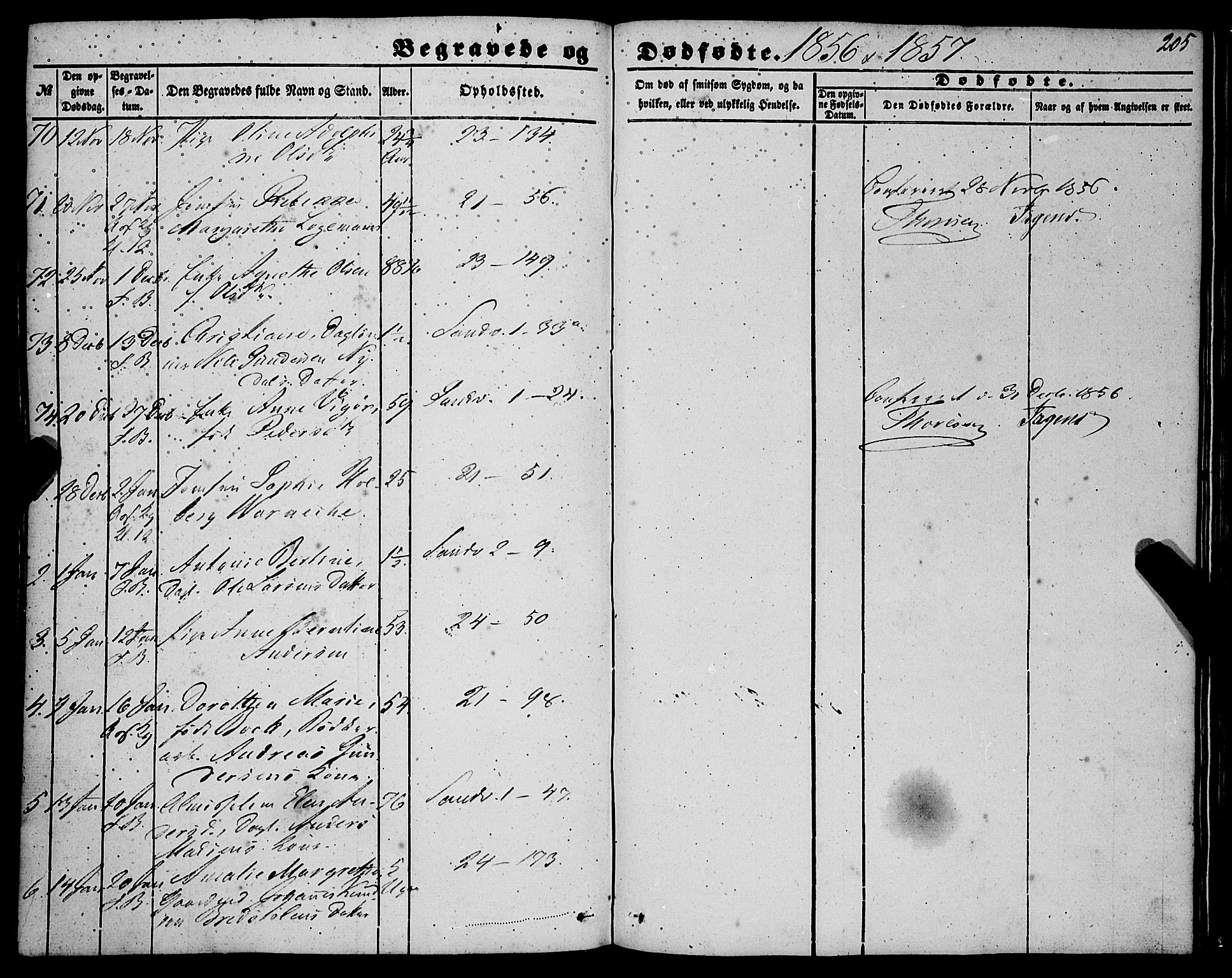 Korskirken sokneprestembete, SAB/A-76101/H/Haa: Parish register (official) no. E 2, 1848-1862, p. 205