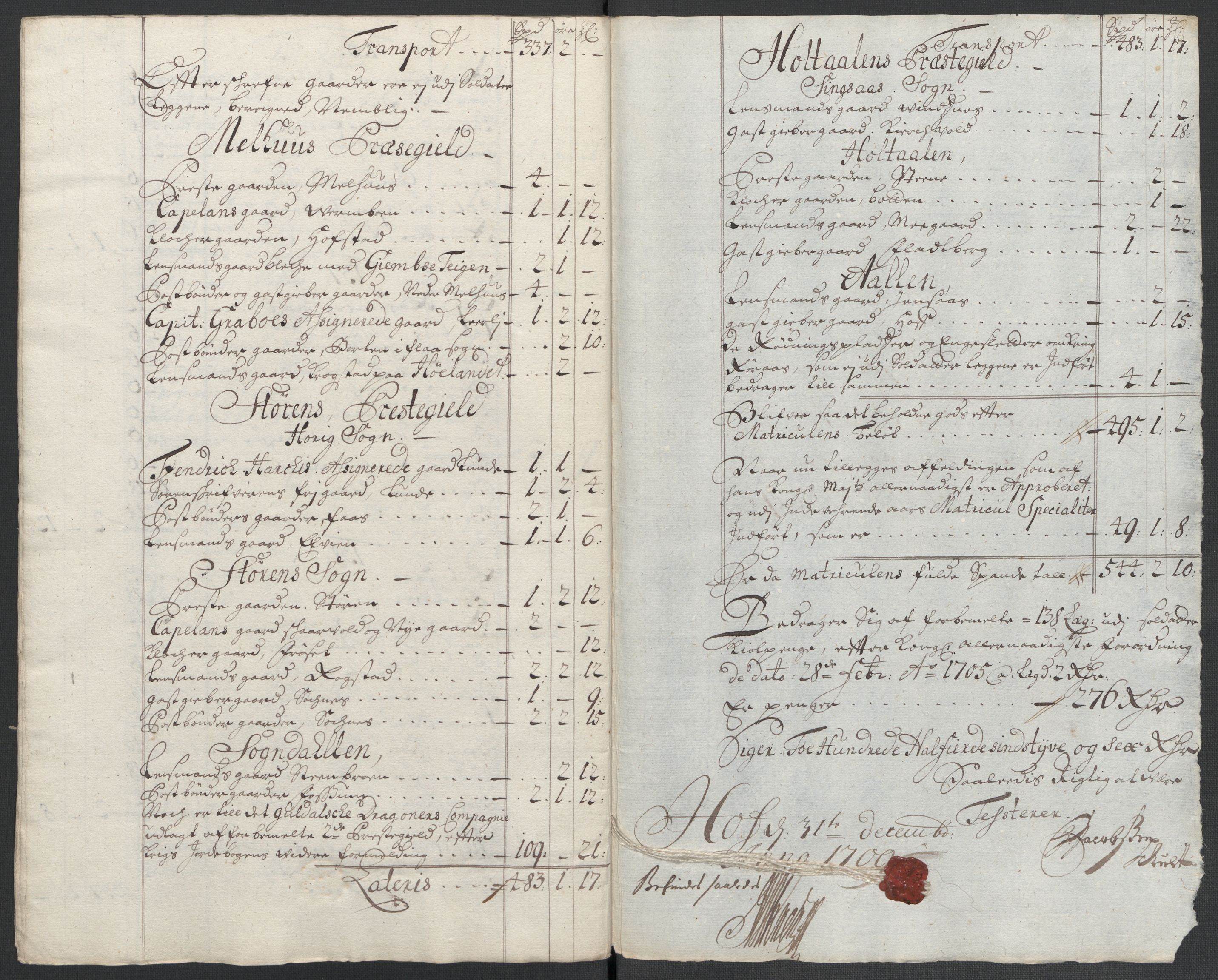 Rentekammeret inntil 1814, Reviderte regnskaper, Fogderegnskap, RA/EA-4092/R60/L3959: Fogderegnskap Orkdal og Gauldal, 1709, p. 272