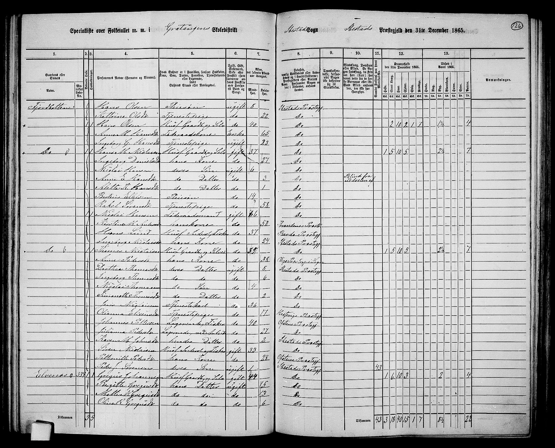 RA, 1865 census for Ibestad, 1865, p. 119