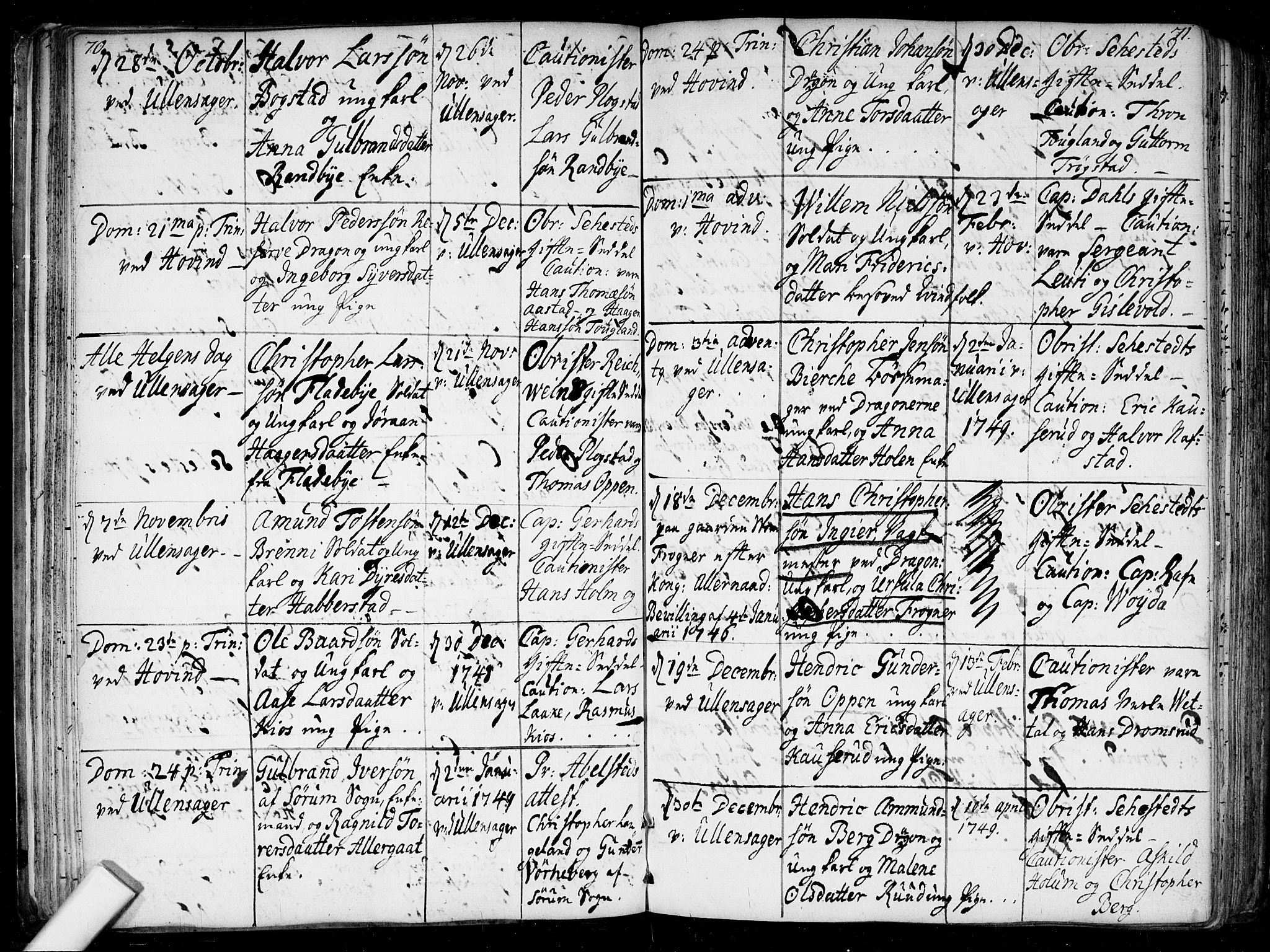 Ullensaker prestekontor Kirkebøker, SAO/A-10236a/F/Fa/L0010: Parish register (official) no. I 10, 1733-1776, p. 70-71