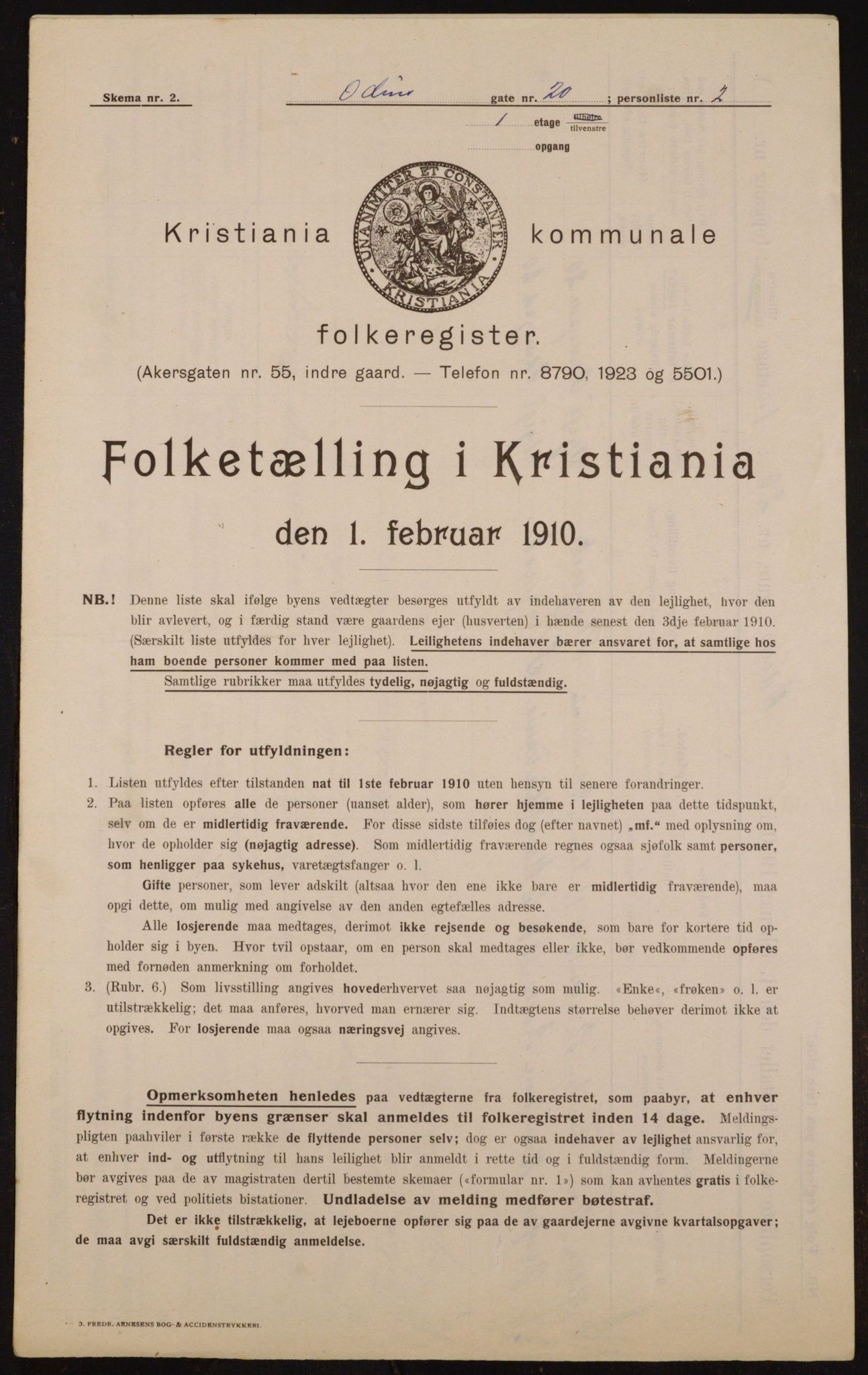 OBA, Municipal Census 1910 for Kristiania, 1910, p. 72287