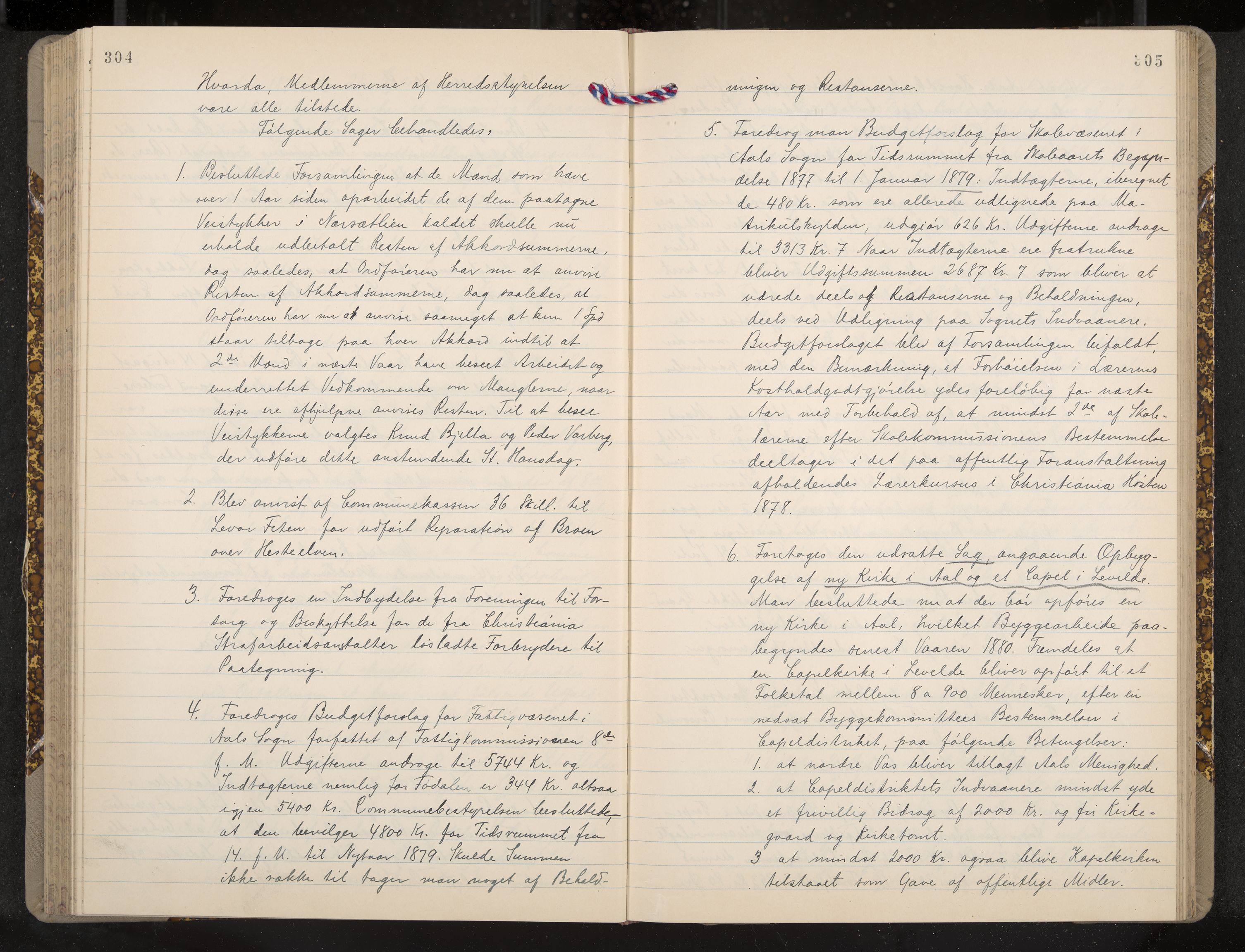 Ål formannskap og sentraladministrasjon, IKAK/0619021/A/Aa/L0003: Utskrift av møtebok, 1864-1880, p. 304-305