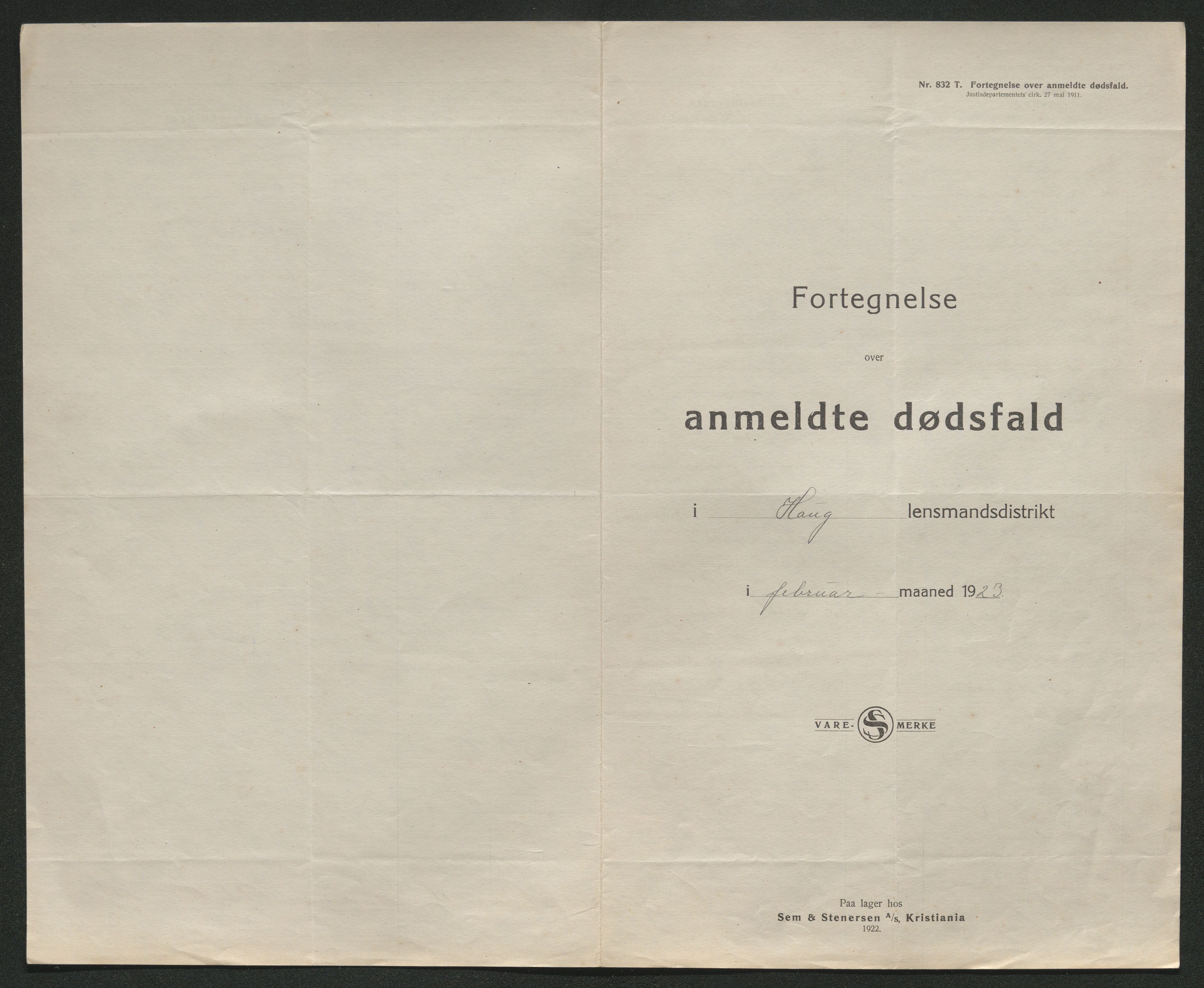 Eiker, Modum og Sigdal sorenskriveri, AV/SAKO-A-123/H/Ha/Hab/L0041: Dødsfallsmeldinger, 1922-1923, p. 610