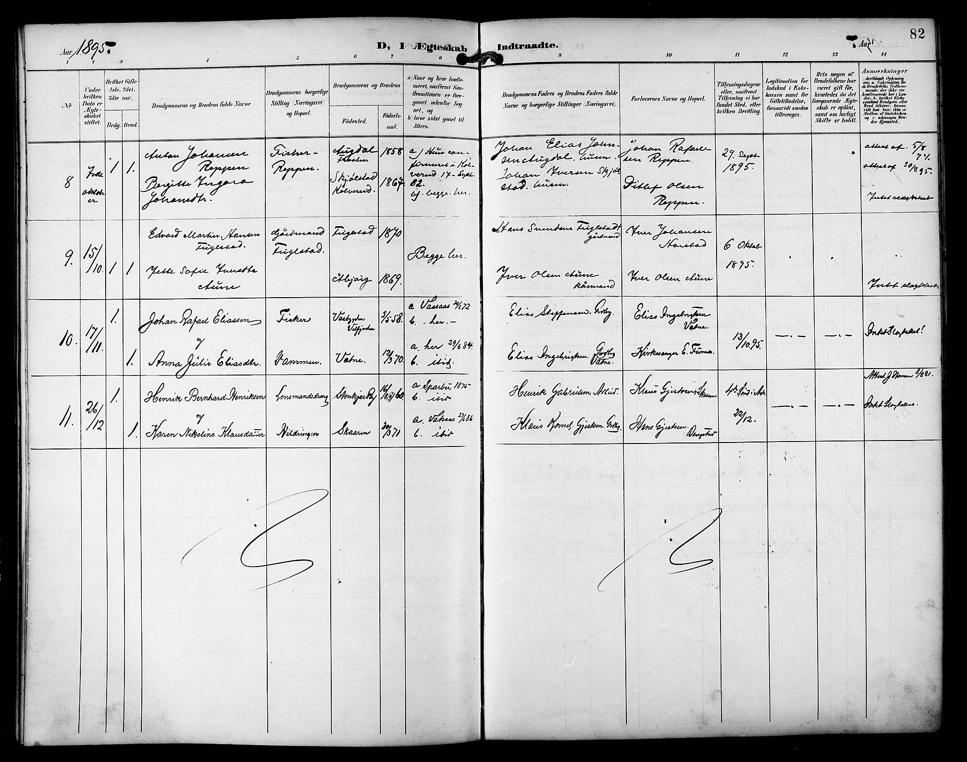 Ministerialprotokoller, klokkerbøker og fødselsregistre - Nordland, AV/SAT-A-1459/810/L0152: Parish register (official) no. 810A11, 1895-1899, p. 82