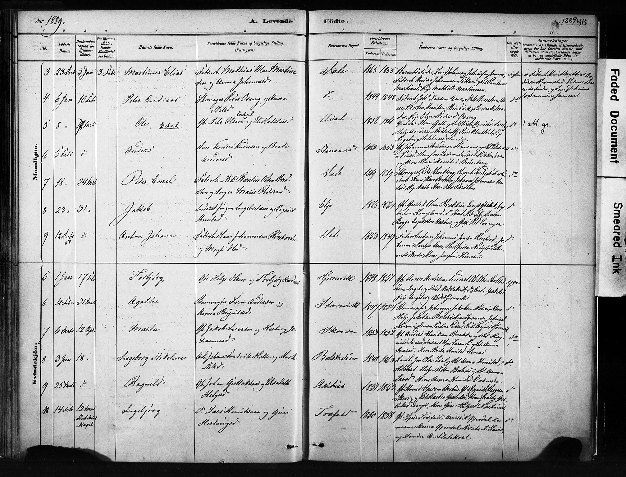Evanger sokneprestembete, SAB/A-99924: Parish register (official) no. A 1, 1877-1899, p. 86