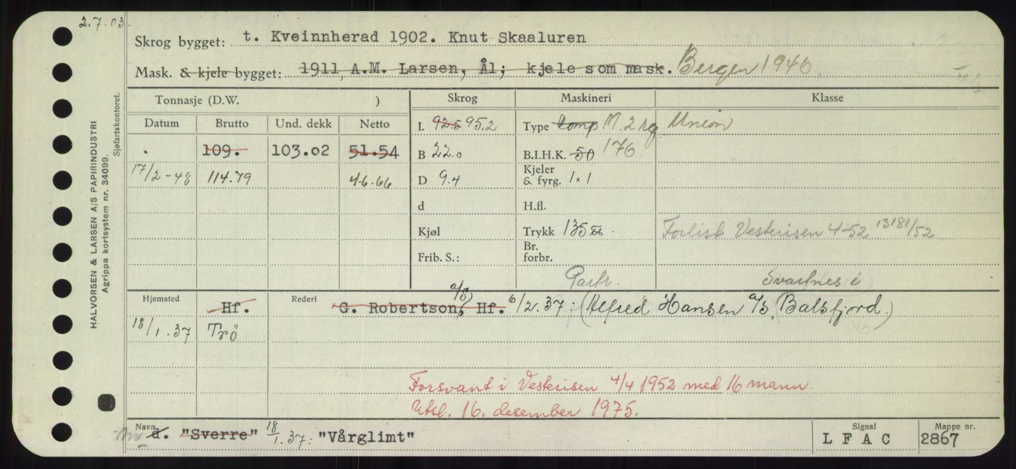 Sjøfartsdirektoratet med forløpere, Skipsmålingen, AV/RA-S-1627/H/Hd/L0042: Fartøy, Vi-We, p. 215