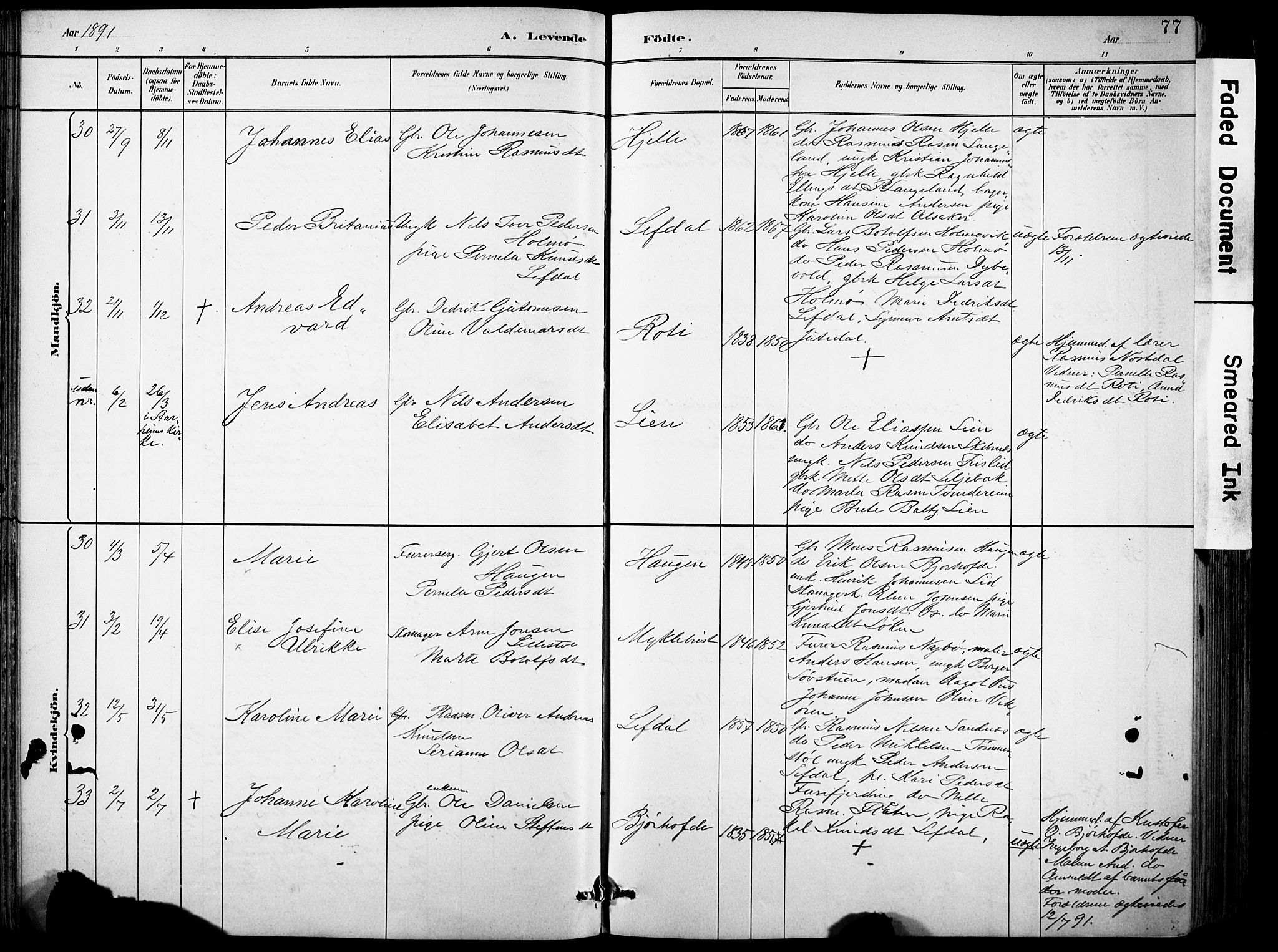 Eid sokneprestembete, SAB/A-82301/H/Hab/Habb/L0002: Parish register (copy) no. B 2, 1882-1907, p. 77