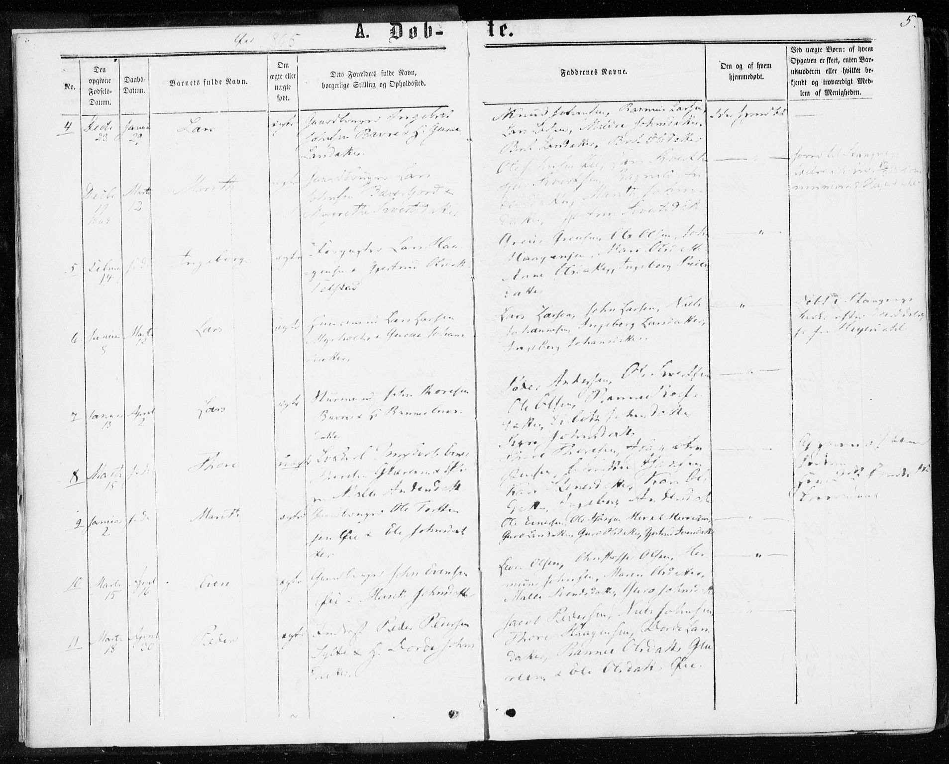 Ministerialprotokoller, klokkerbøker og fødselsregistre - Møre og Romsdal, AV/SAT-A-1454/595/L1045: Parish register (official) no. 595A07, 1863-1873, p. 5