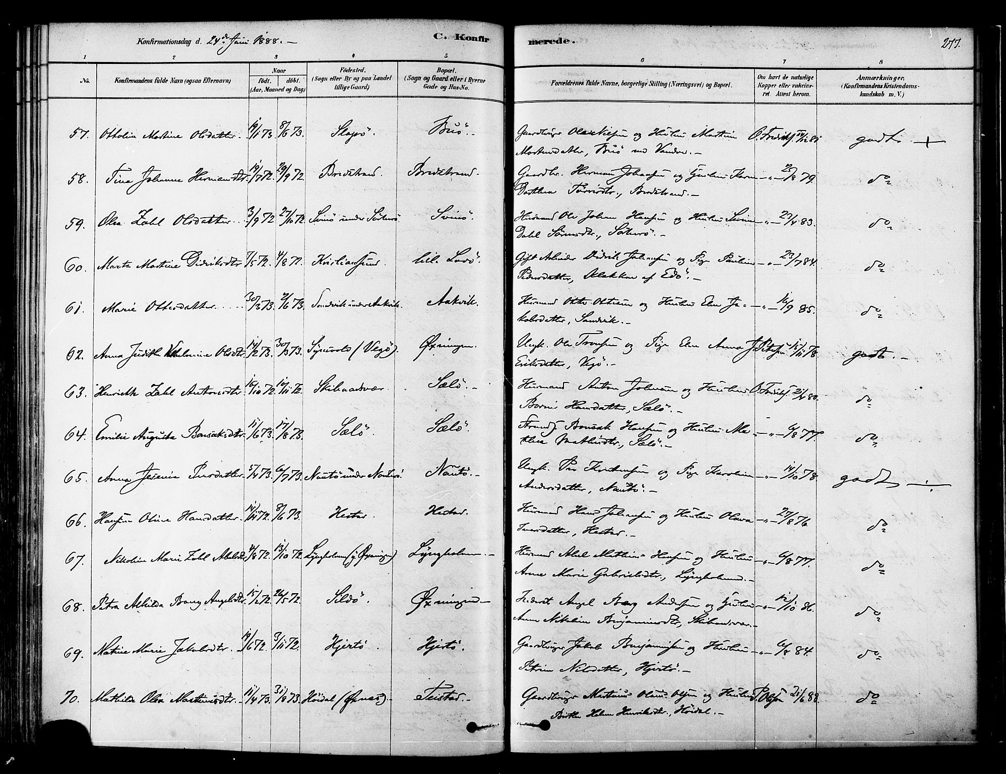 Ministerialprotokoller, klokkerbøker og fødselsregistre - Nordland, AV/SAT-A-1459/834/L0507: Parish register (official) no. 834A05, 1878-1892, p. 277