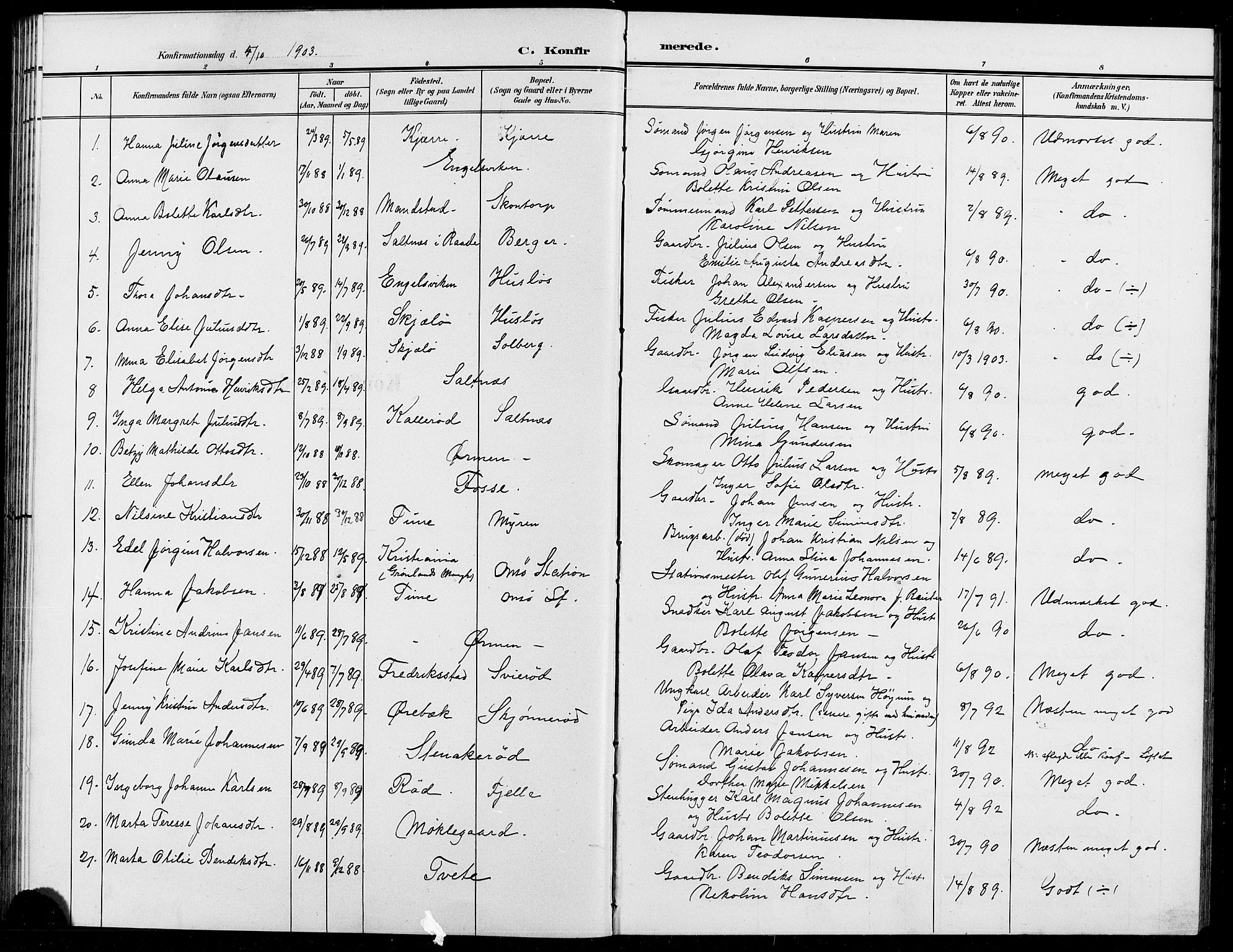 Onsøy prestekontor Kirkebøker, AV/SAO-A-10914/G/Ga/L0002: Parish register (copy) no. I 2, 1903-1909