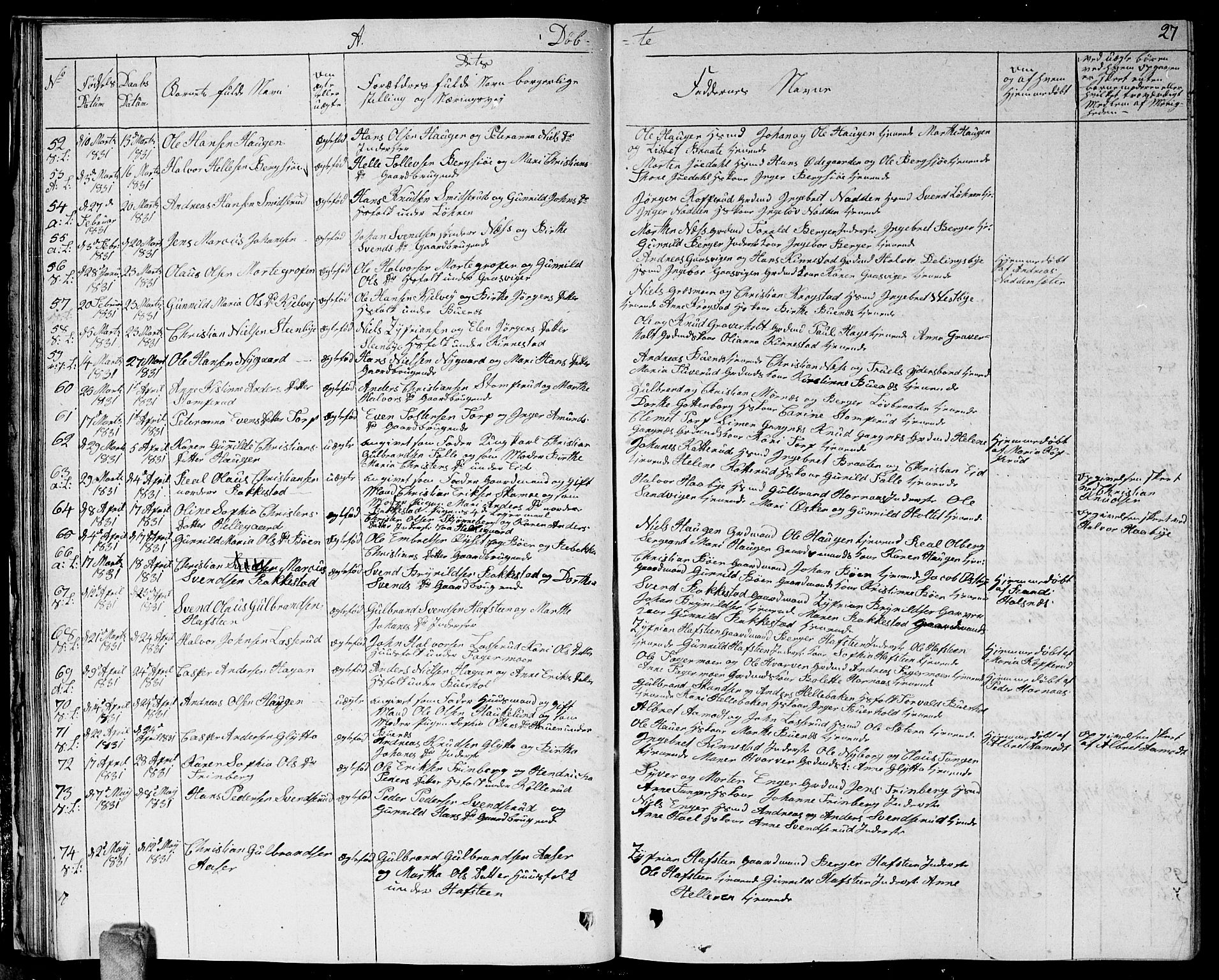 Høland prestekontor Kirkebøker, AV/SAO-A-10346a/G/Ga/L0002: Parish register (copy) no. I 2, 1827-1845, p. 27