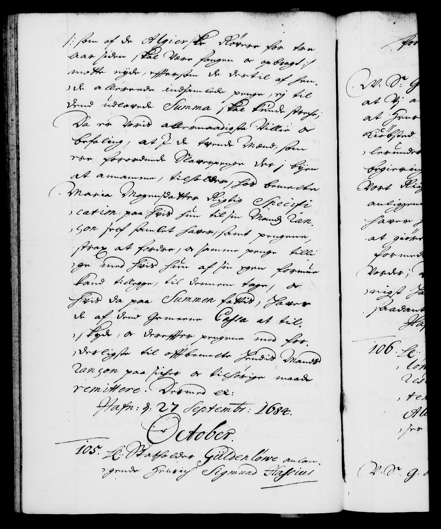 Danske Kanselli 1572-1799, AV/RA-EA-3023/F/Fc/Fca/Fcab/L0013: Norske tegnelser (mikrofilm), 1684-1687, p. 70b