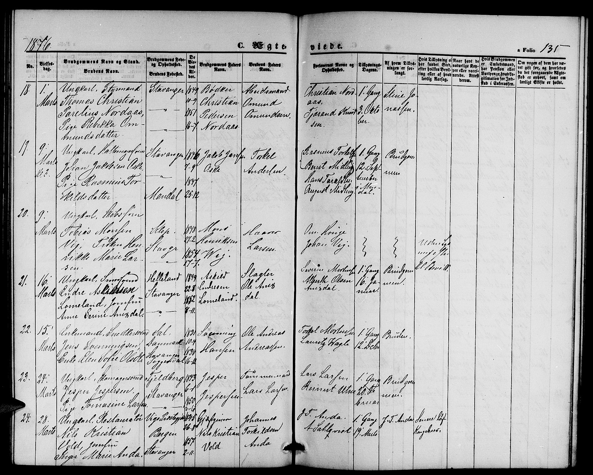 St. Petri sokneprestkontor, AV/SAST-A-101813/001/30/30BB/L0002: Parish register (copy) no. B 2, 1865-1885, p. 135