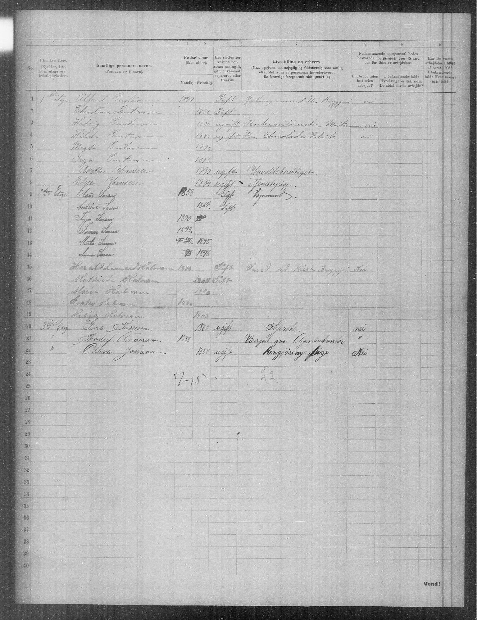 OBA, Municipal Census 1903 for Kristiania, 1903, p. 1813