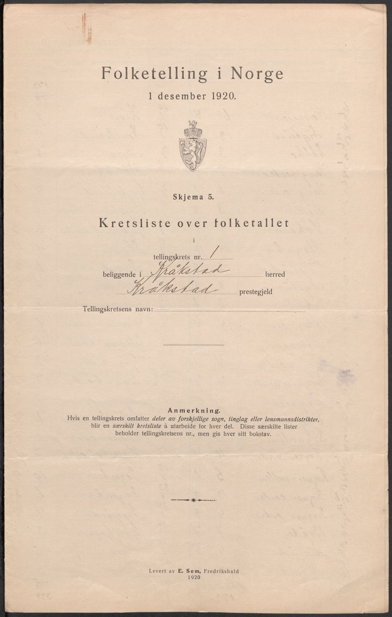 SAO, 1920 census for Kråkstad, 1920, p. 8