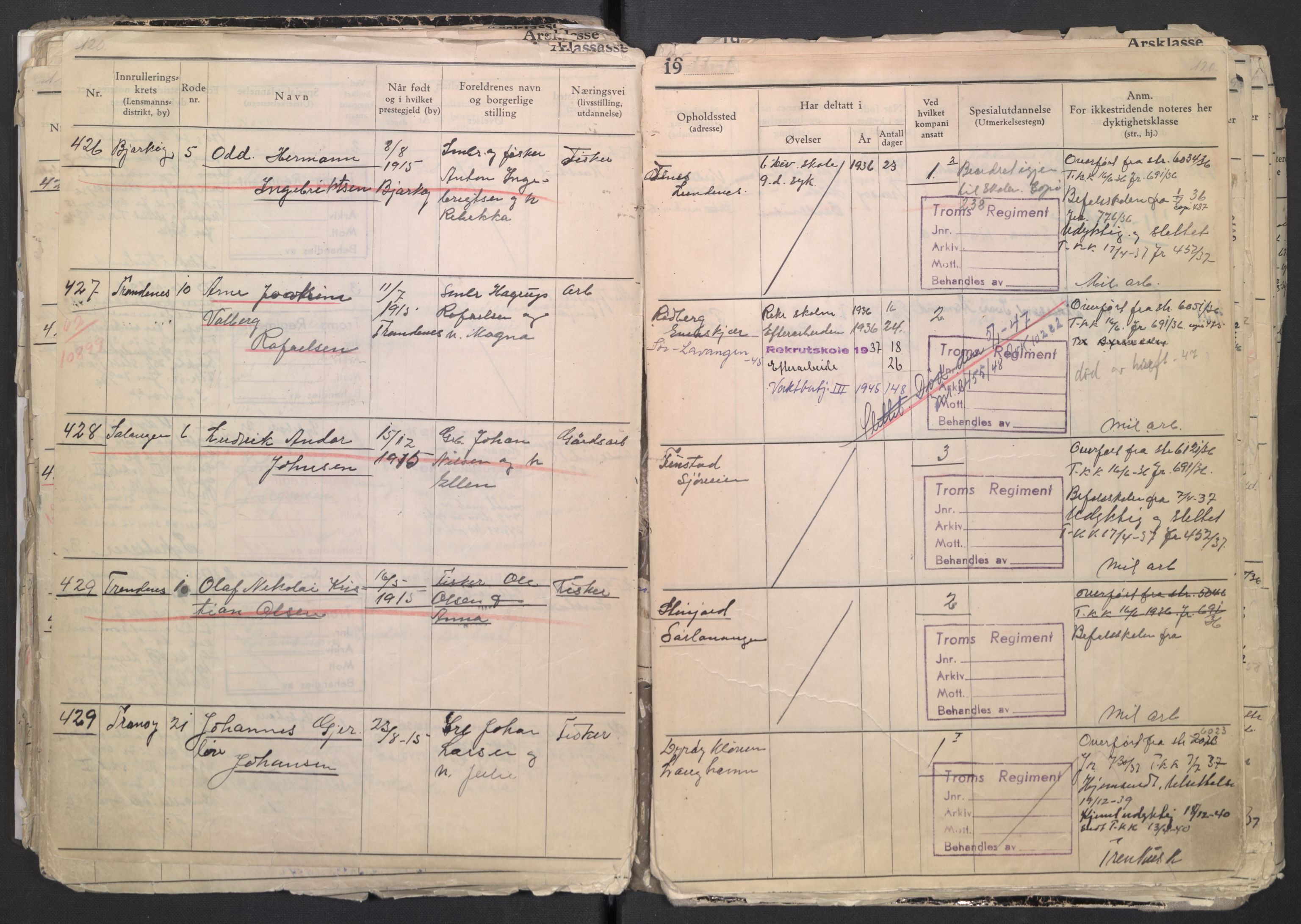 Forsvaret, Troms infanteriregiment nr. 16, AV/RA-RAFA-3146/P/Pa/L0007/0001: Ruller / Rulle for regimentets menige mannskaper, årsklasse 1936, 1936, p. 120