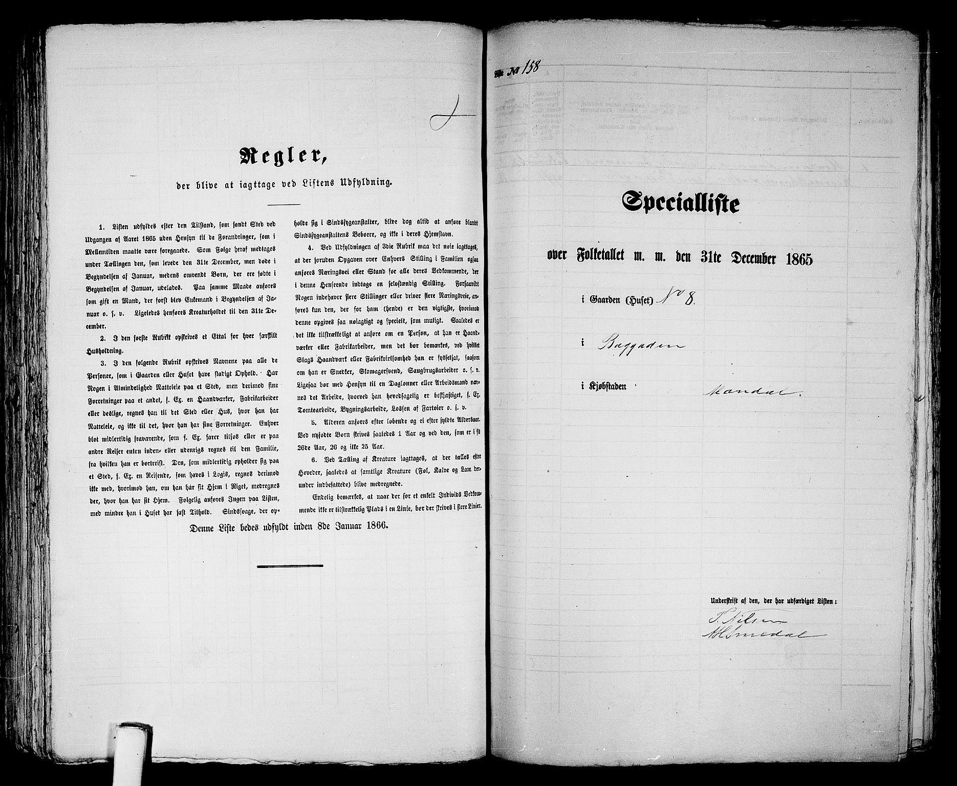 RA, 1865 census for Mandal/Mandal, 1865, p. 318