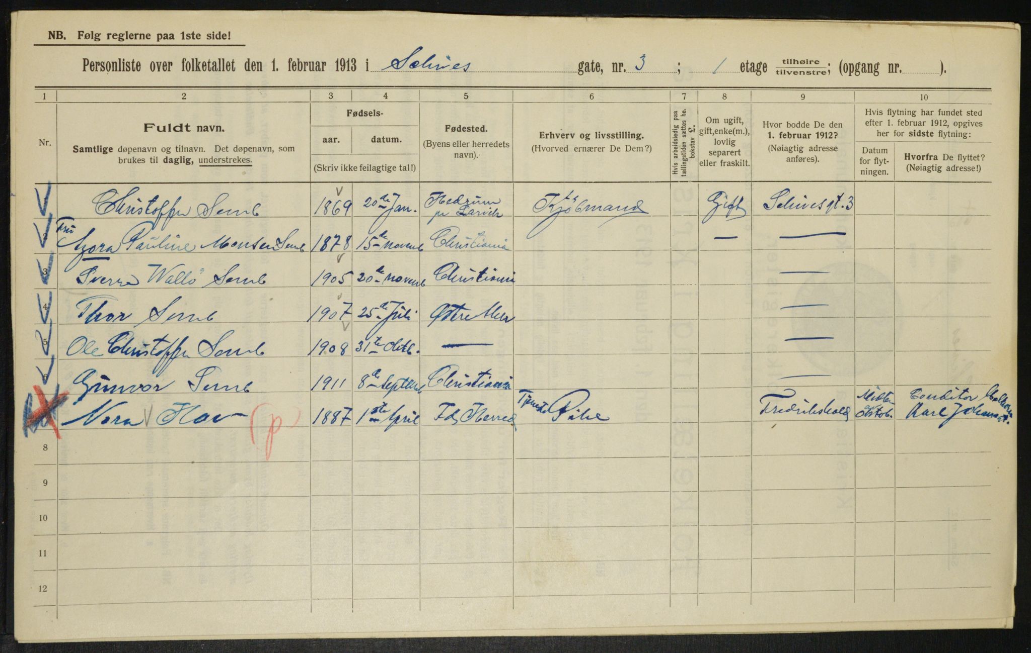 OBA, Municipal Census 1913 for Kristiania, 1913, p. 89558