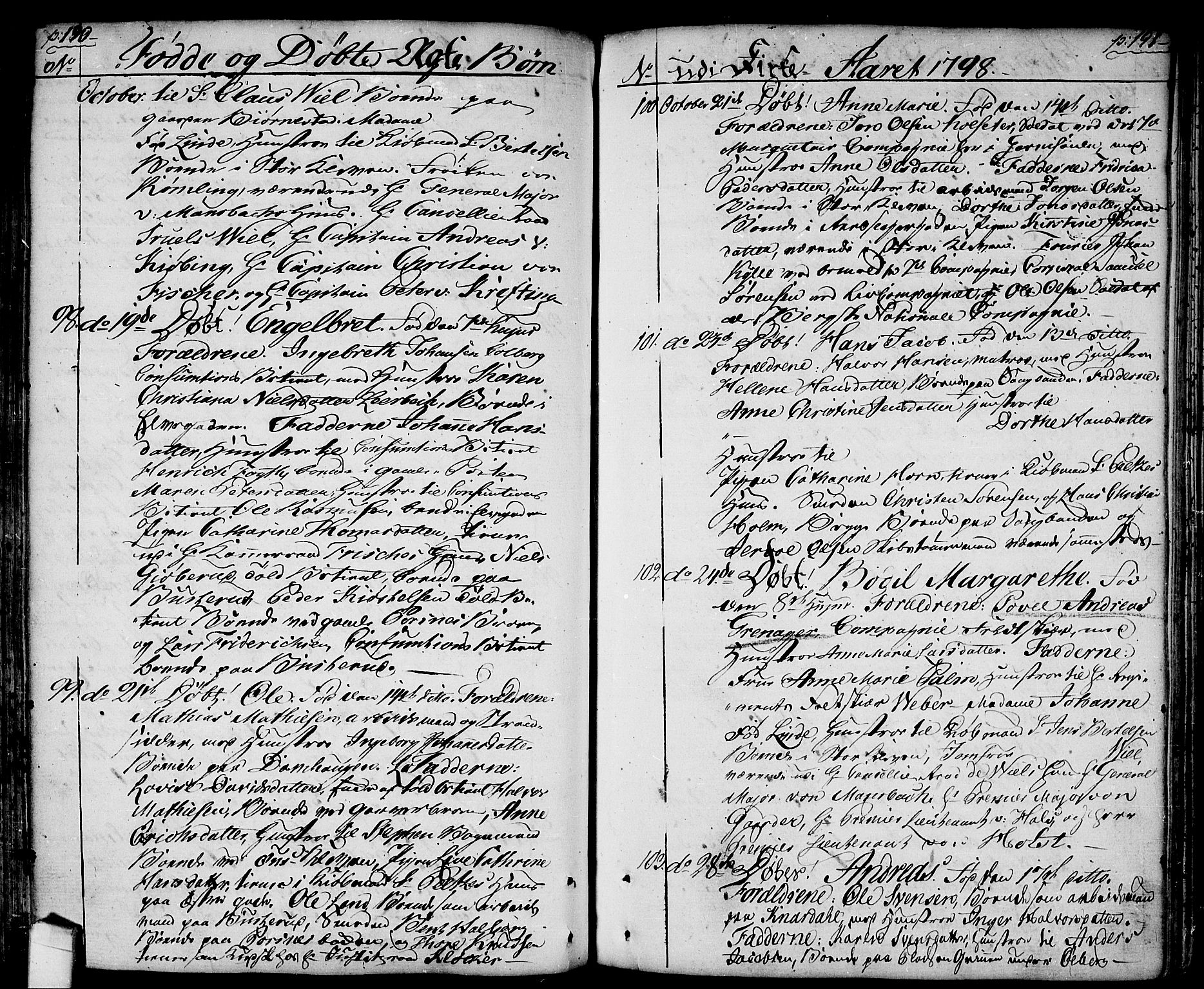 Halden prestekontor Kirkebøker, SAO/A-10909/F/Fa/L0002: Parish register (official) no. I 2, 1792-1812, p. 190-191