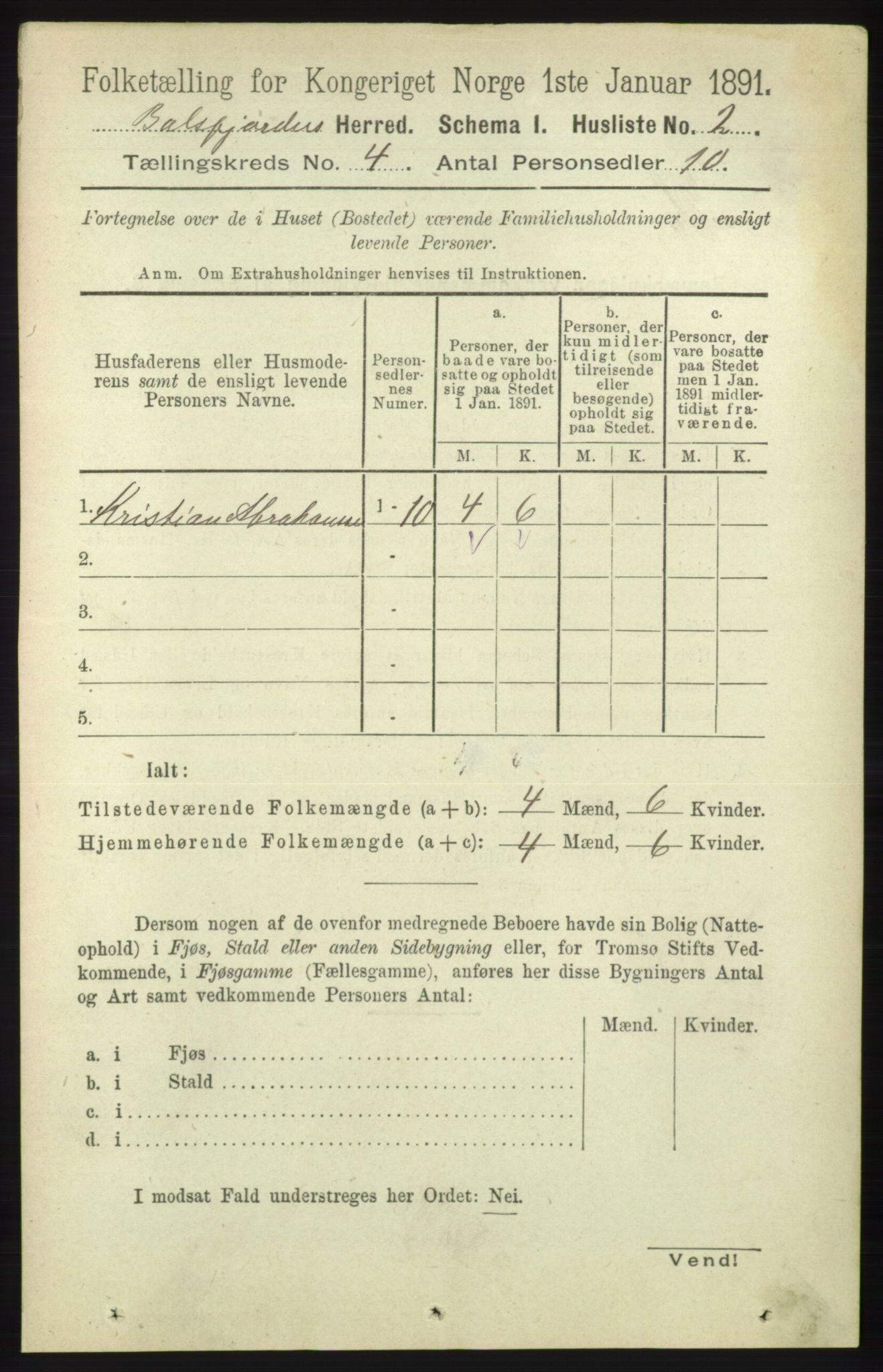 RA, 1891 census for 1933 Balsfjord, 1891, p. 1083