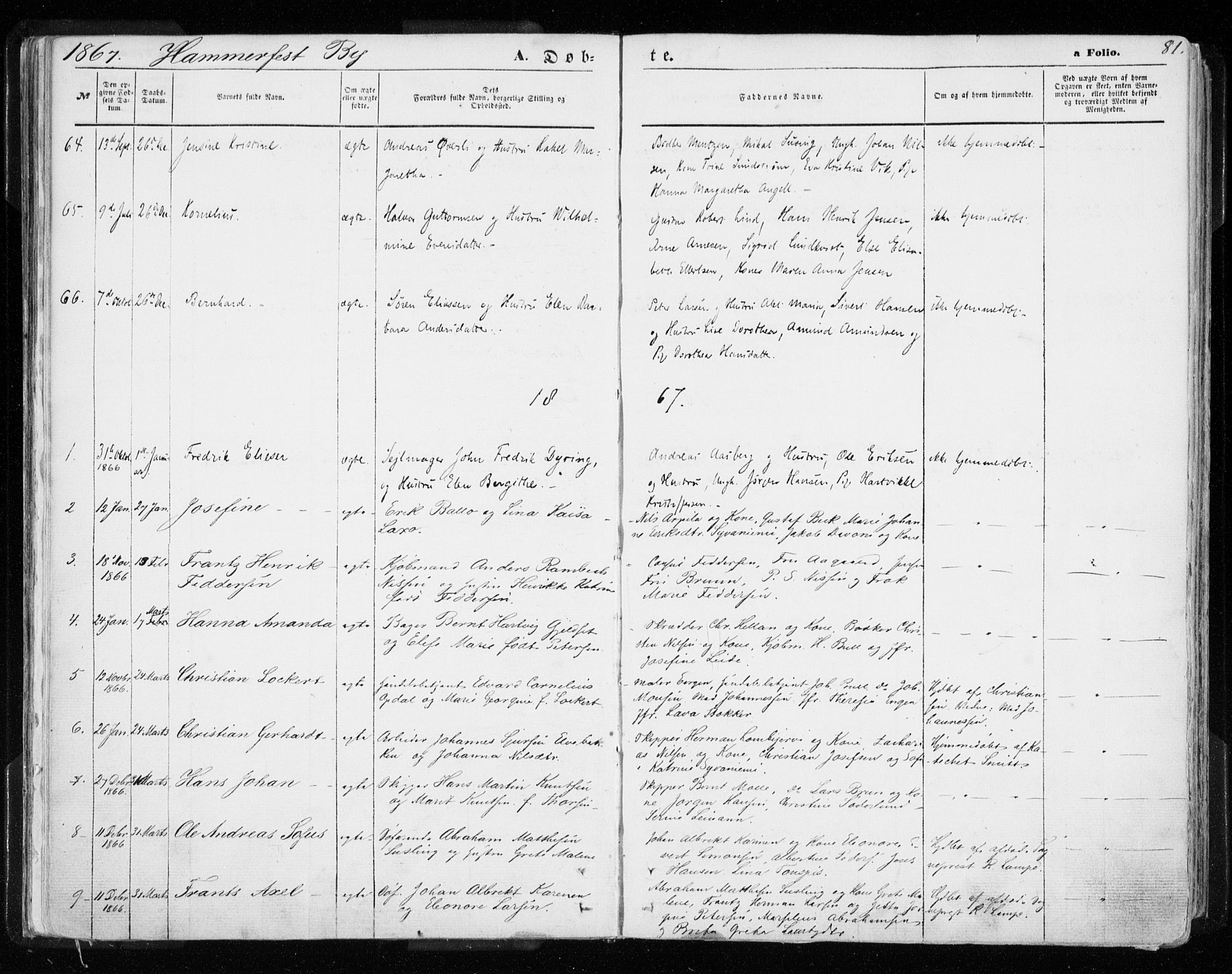 Hammerfest sokneprestkontor, SATØ/S-1347/H/Ha/L0005.kirke: Parish register (official) no. 5, 1857-1869, p. 81