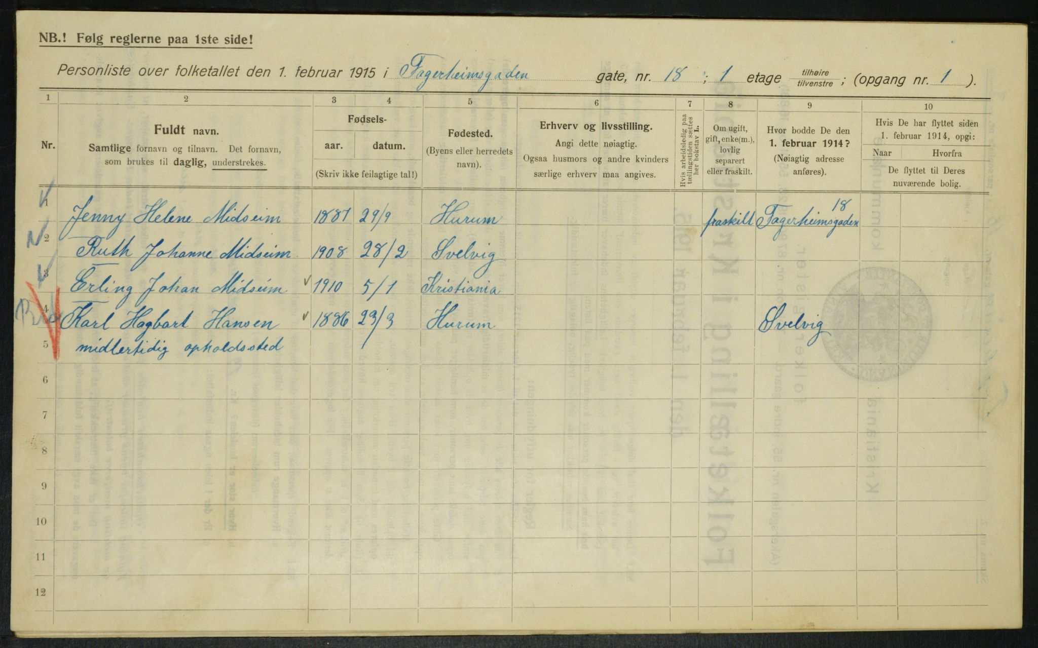 OBA, Municipal Census 1915 for Kristiania, 1915, p. 22720