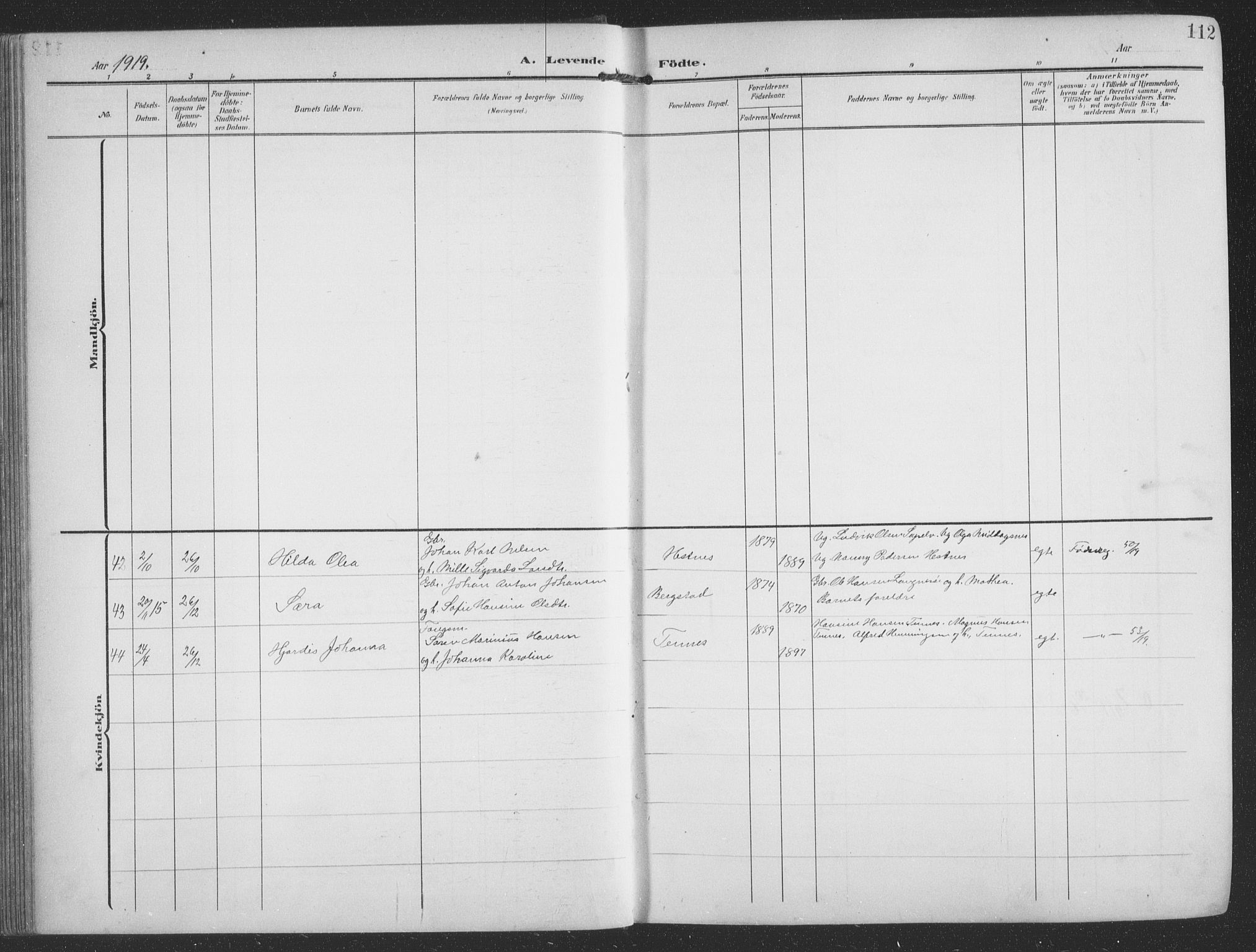 Balsfjord sokneprestembete, SATØ/S-1303/G/Ga/L0009klokker: Parish register (copy) no. 9, 1906-1920, p. 112
