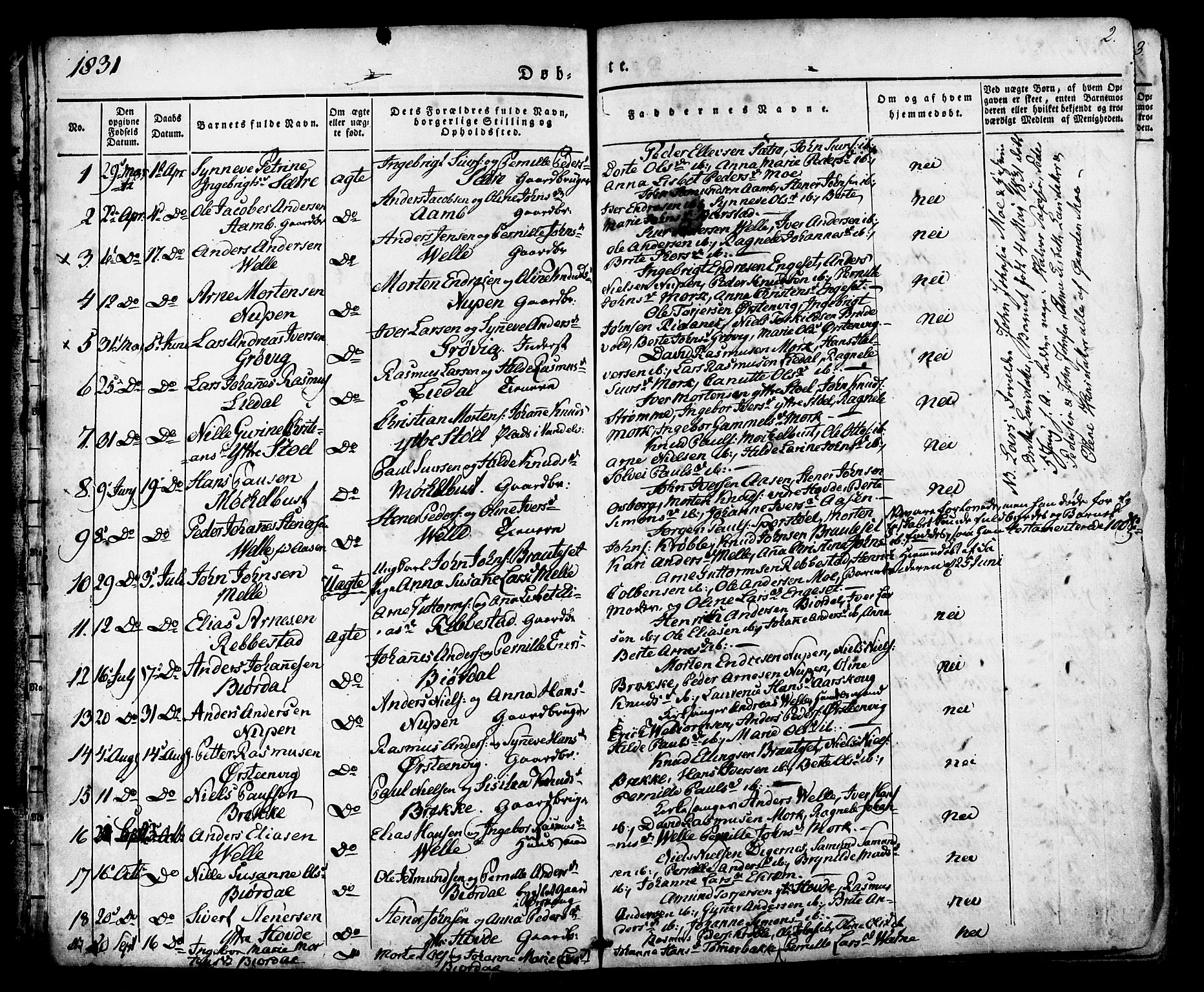 Ministerialprotokoller, klokkerbøker og fødselsregistre - Møre og Romsdal, AV/SAT-A-1454/513/L0174: Parish register (official) no. 513A01, 1831-1855, p. 2