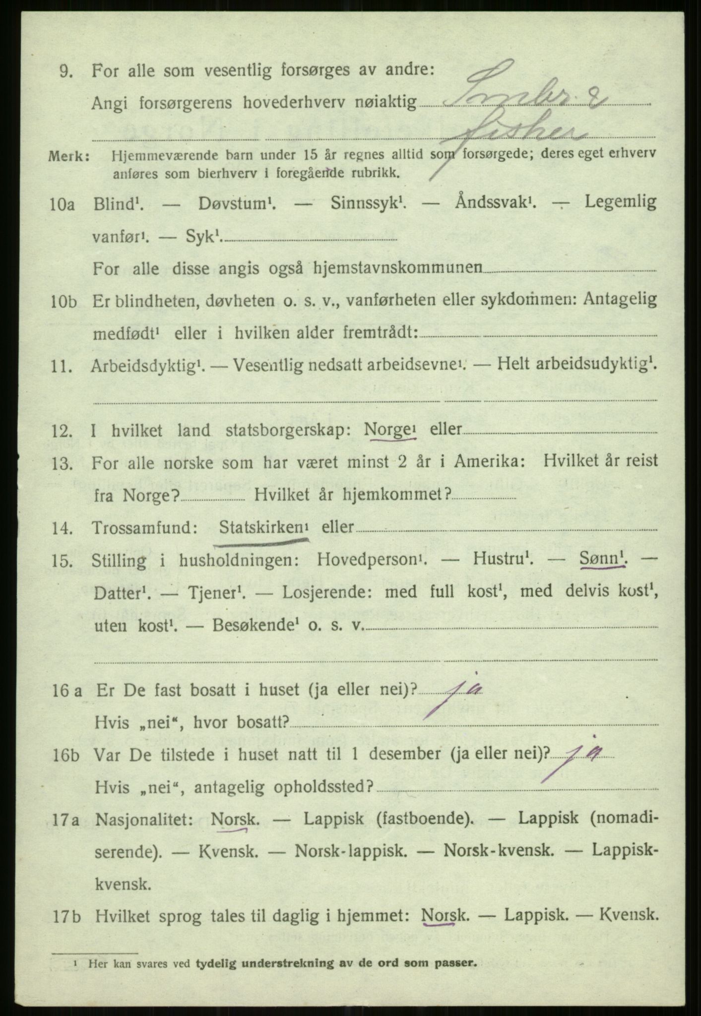 SATØ, 1920 census for Helgøy, 1920, p. 1400