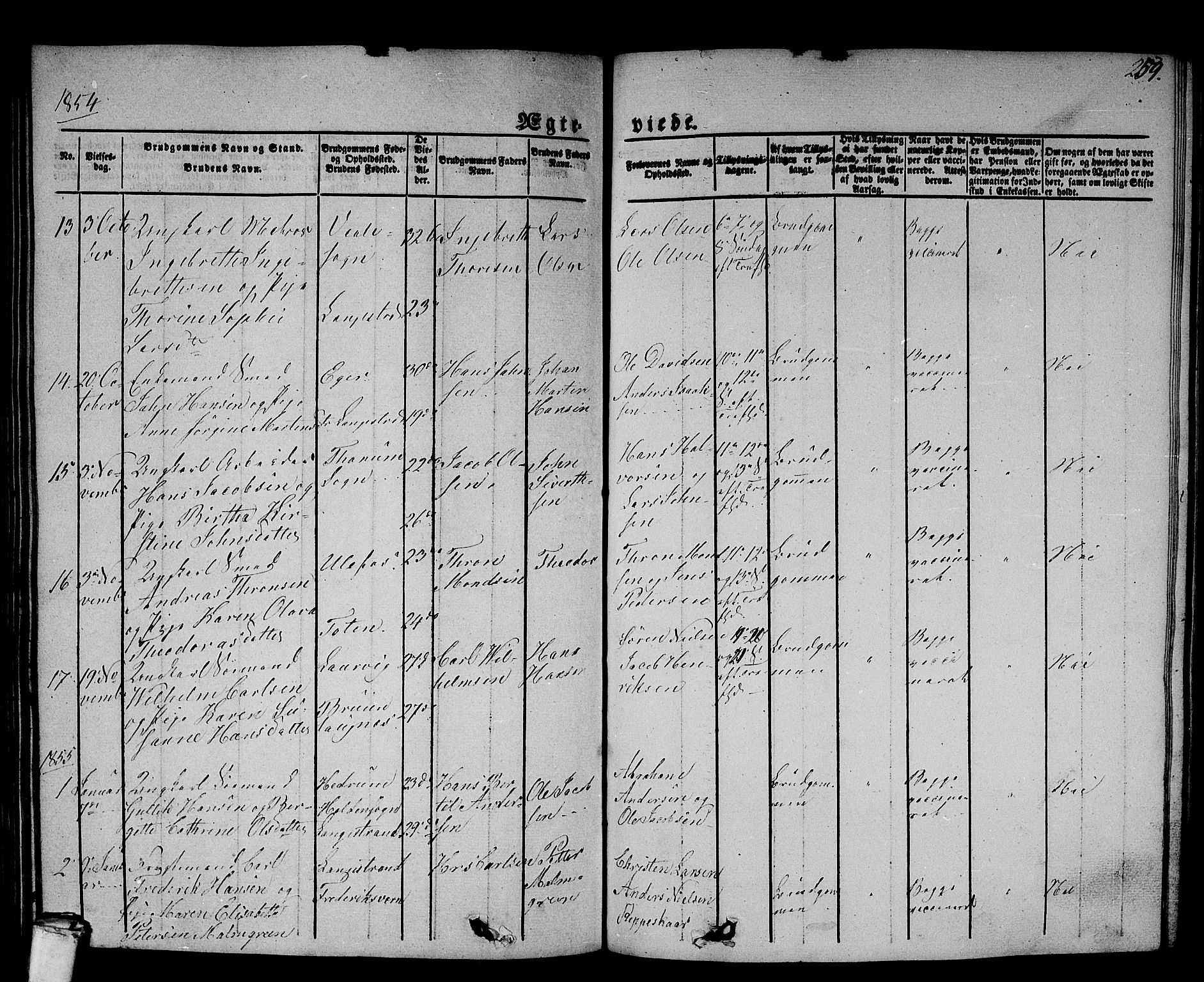 Larvik kirkebøker, AV/SAKO-A-352/G/Gb/L0002: Parish register (copy) no. II 2, 1843-1866, p. 259