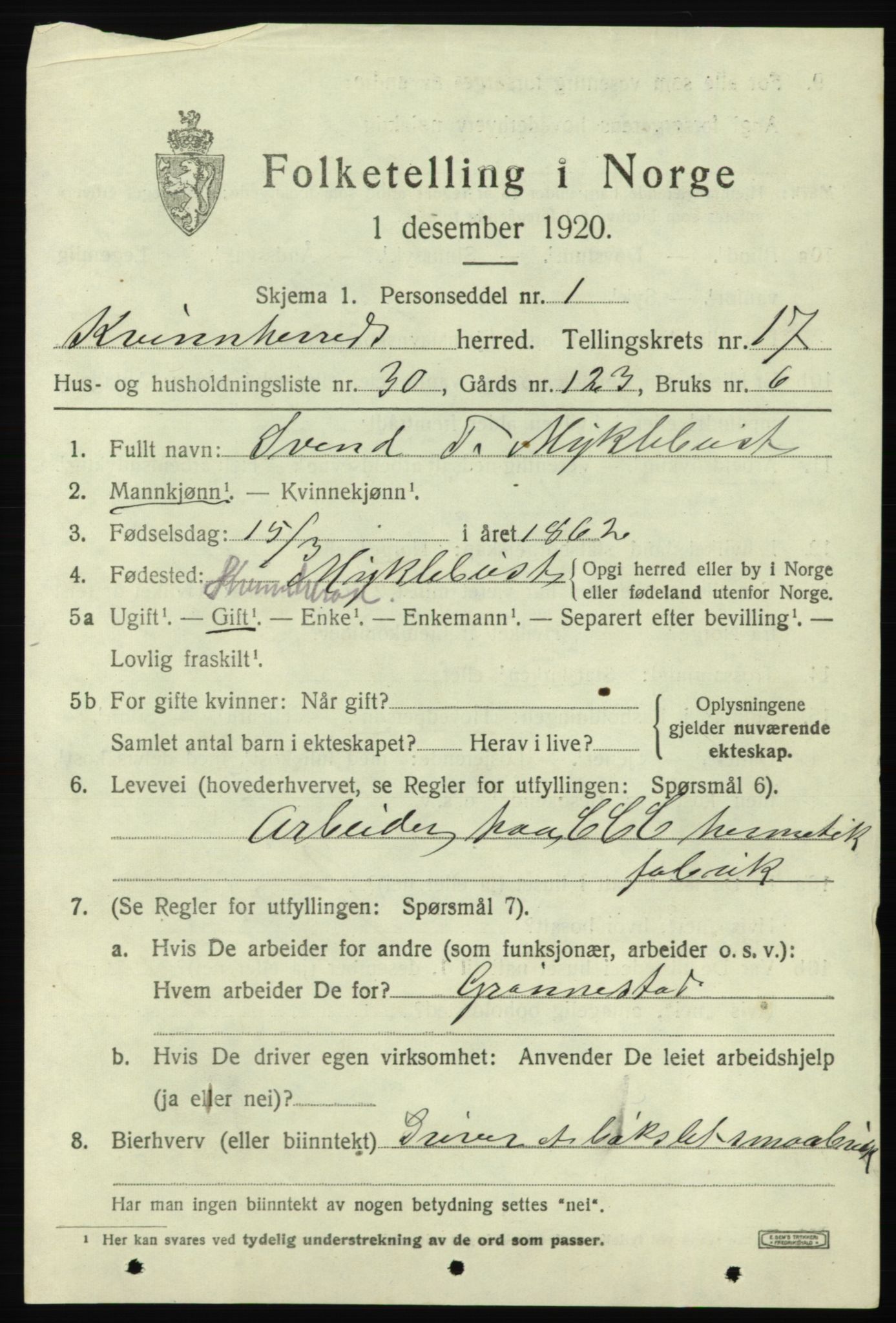 SAB, 1920 census for Kvinnherad, 1920, p. 10800