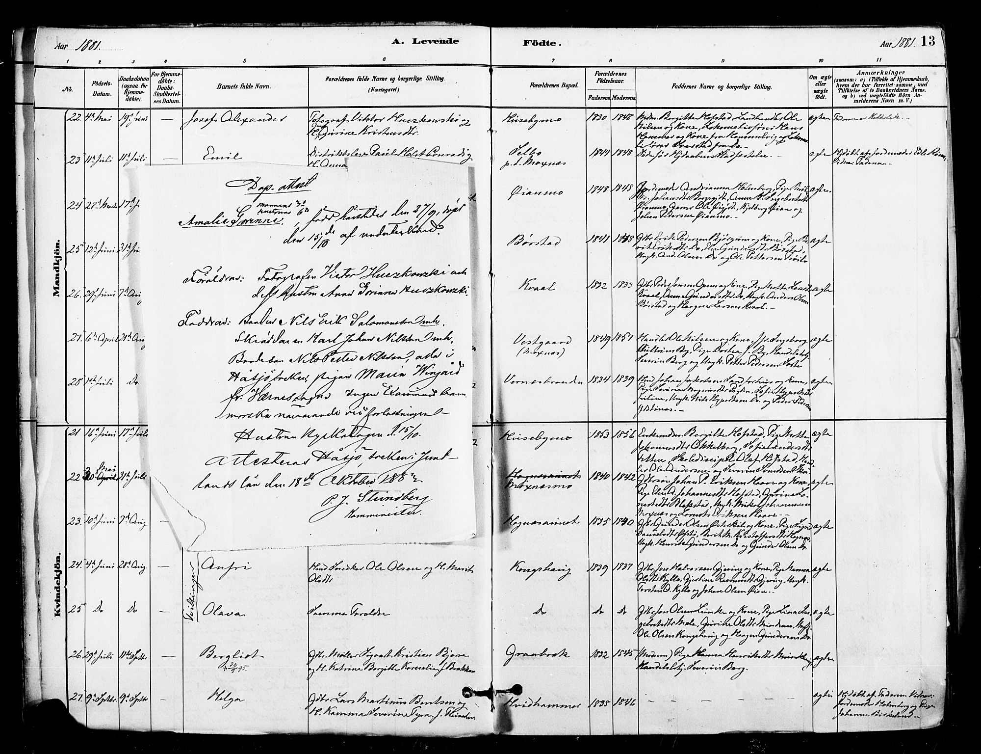 Ministerialprotokoller, klokkerbøker og fødselsregistre - Nord-Trøndelag, SAT/A-1458/709/L0077: Parish register (official) no. 709A17, 1880-1895, p. 13