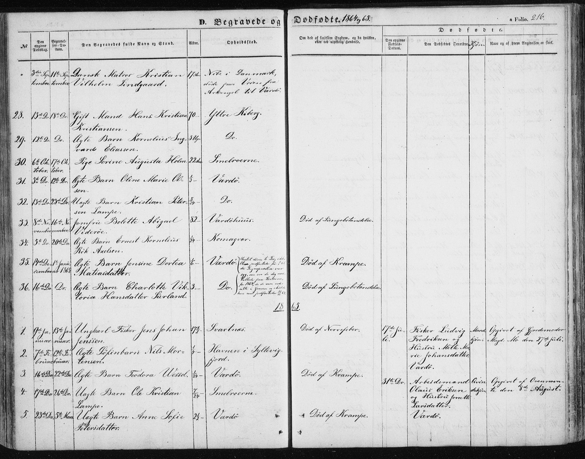 Vardø sokneprestkontor, SATØ/S-1332/H/Ha/L0004kirke: Parish register (official) no. 4, 1862-1871, p. 216