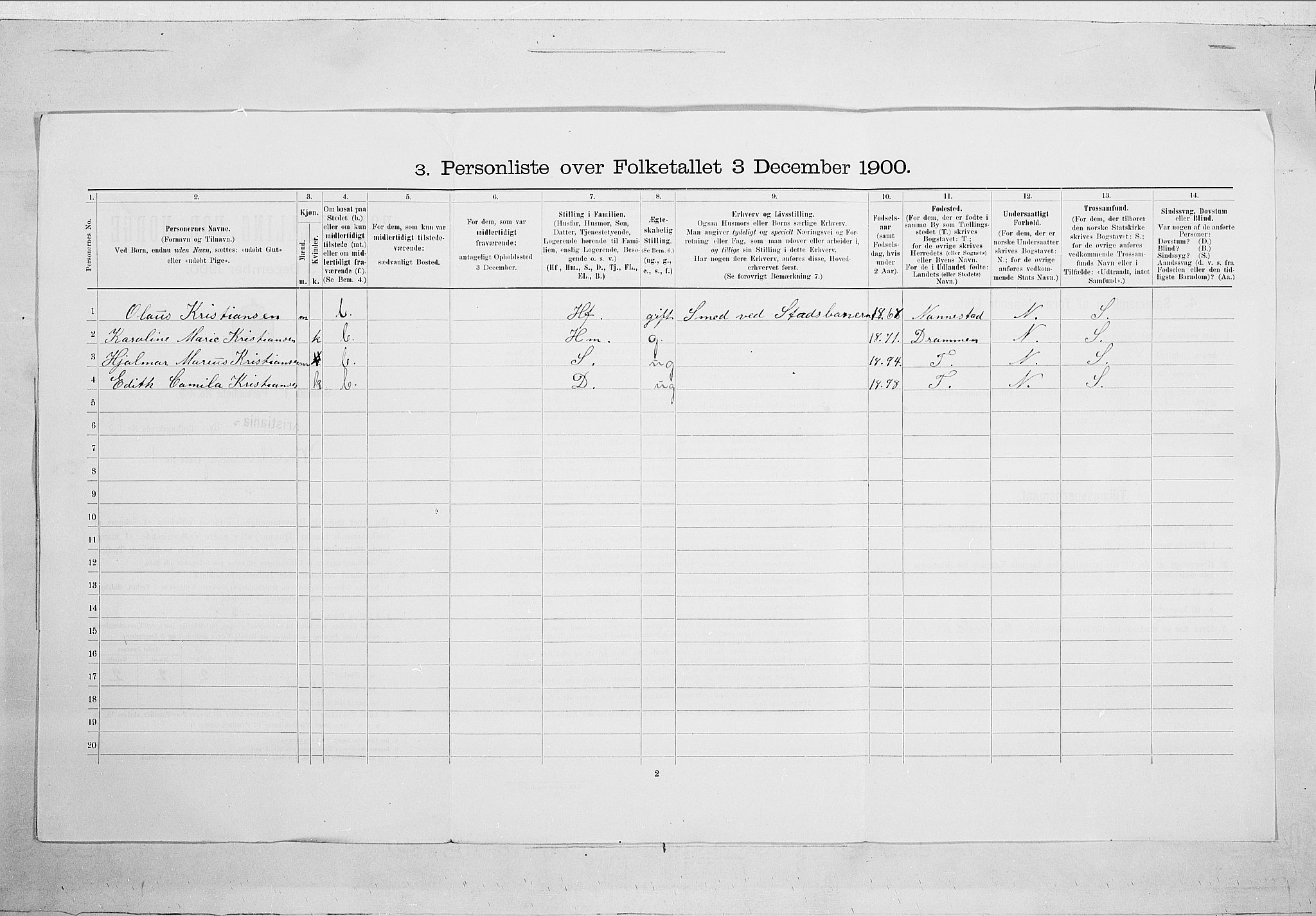 SAO, 1900 census for Kristiania, 1900, p. 109194