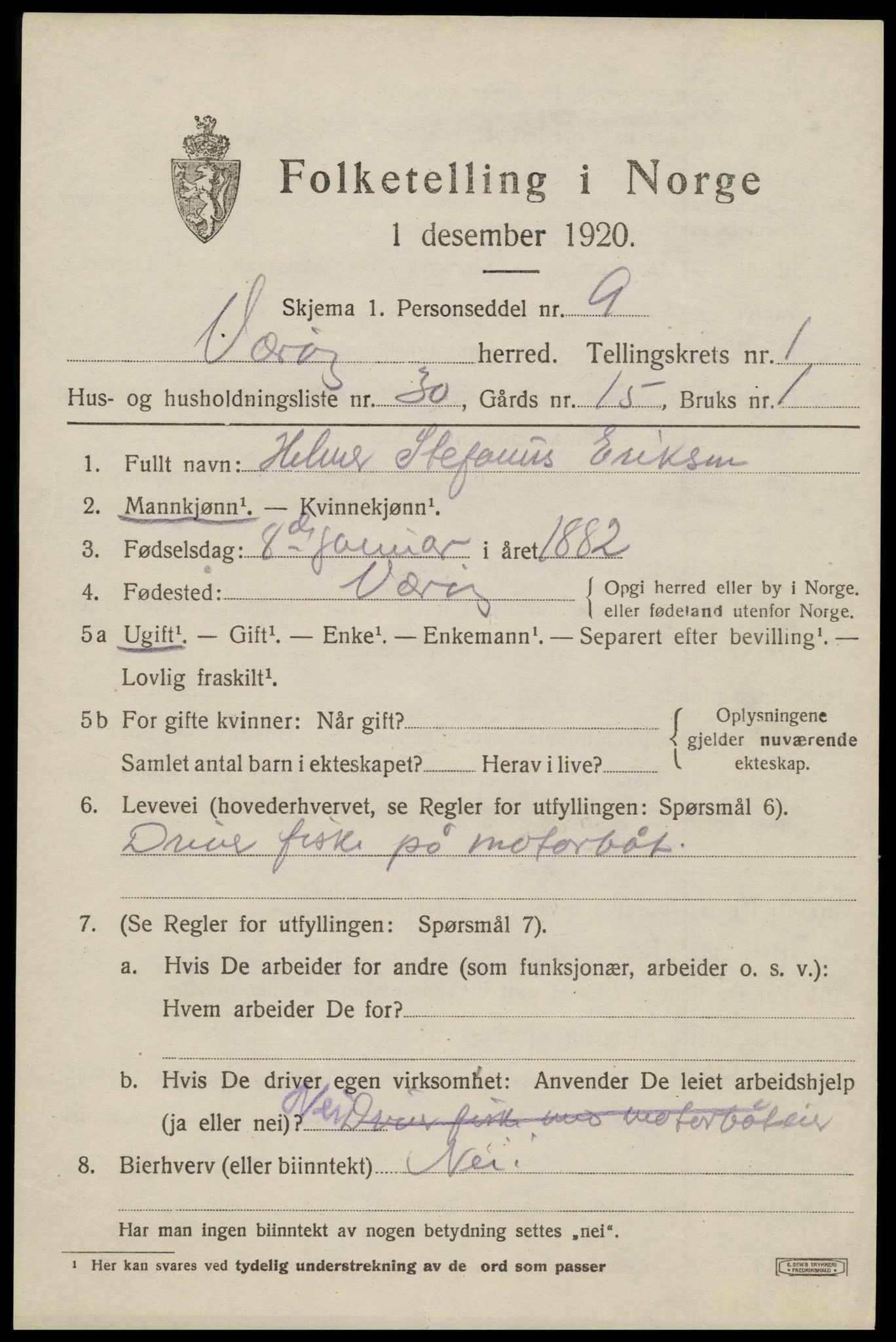 SAT, 1920 census for Værøy, 1920, p. 991