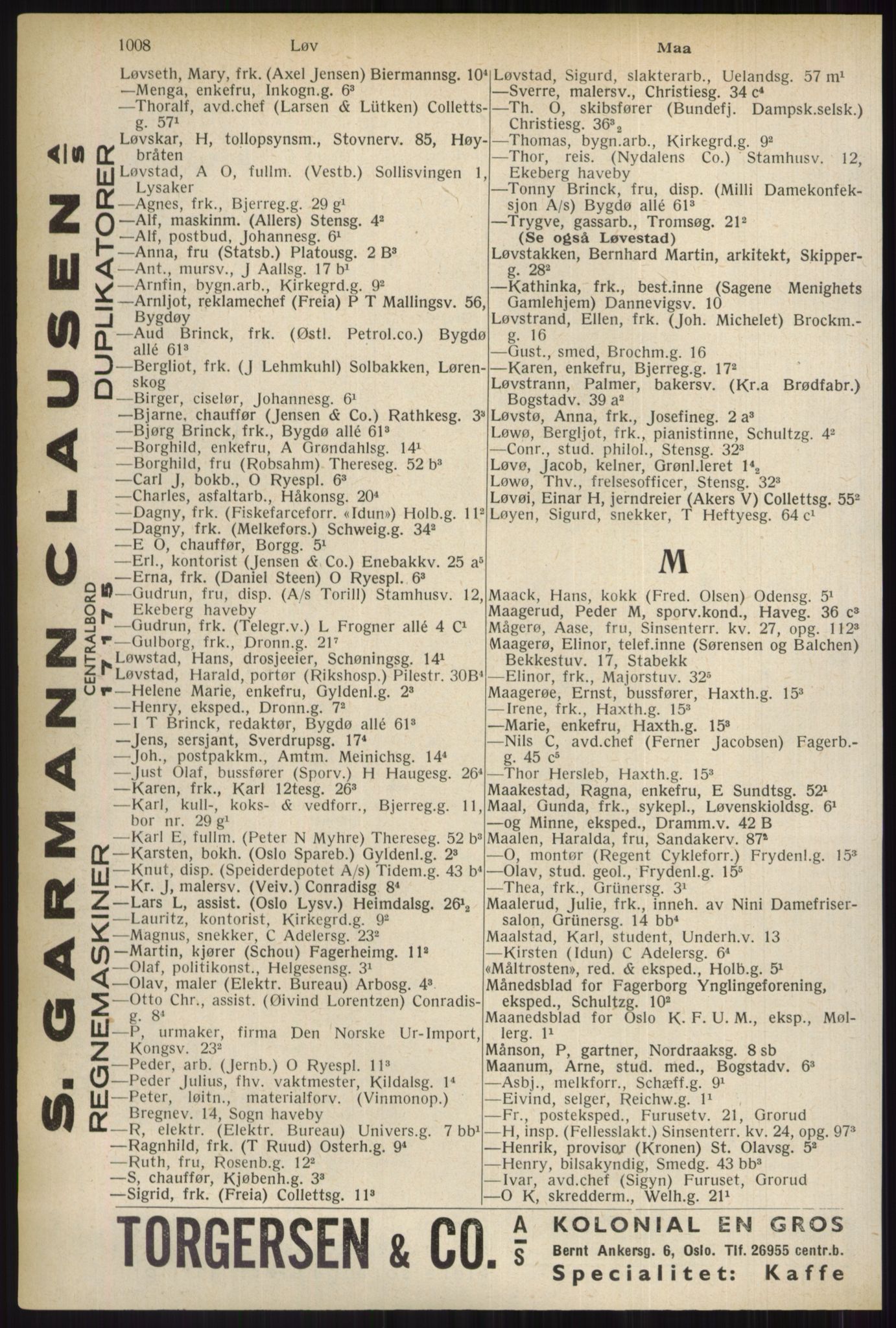 Kristiania/Oslo adressebok, PUBL/-, 1937, p. 1008
