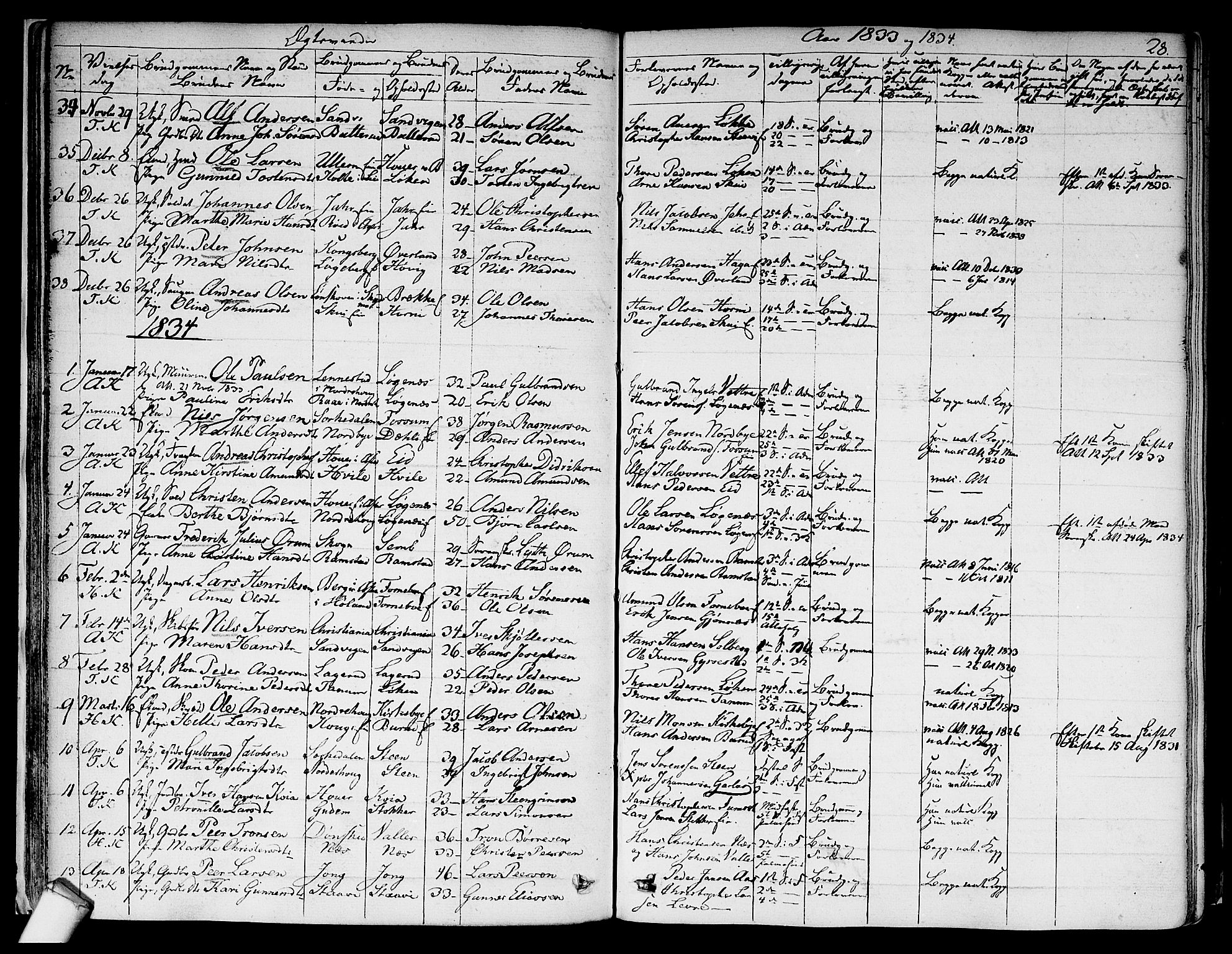 Asker prestekontor Kirkebøker, SAO/A-10256a/F/Fa/L0010: Parish register (official) no. I 10, 1825-1878, p. 28