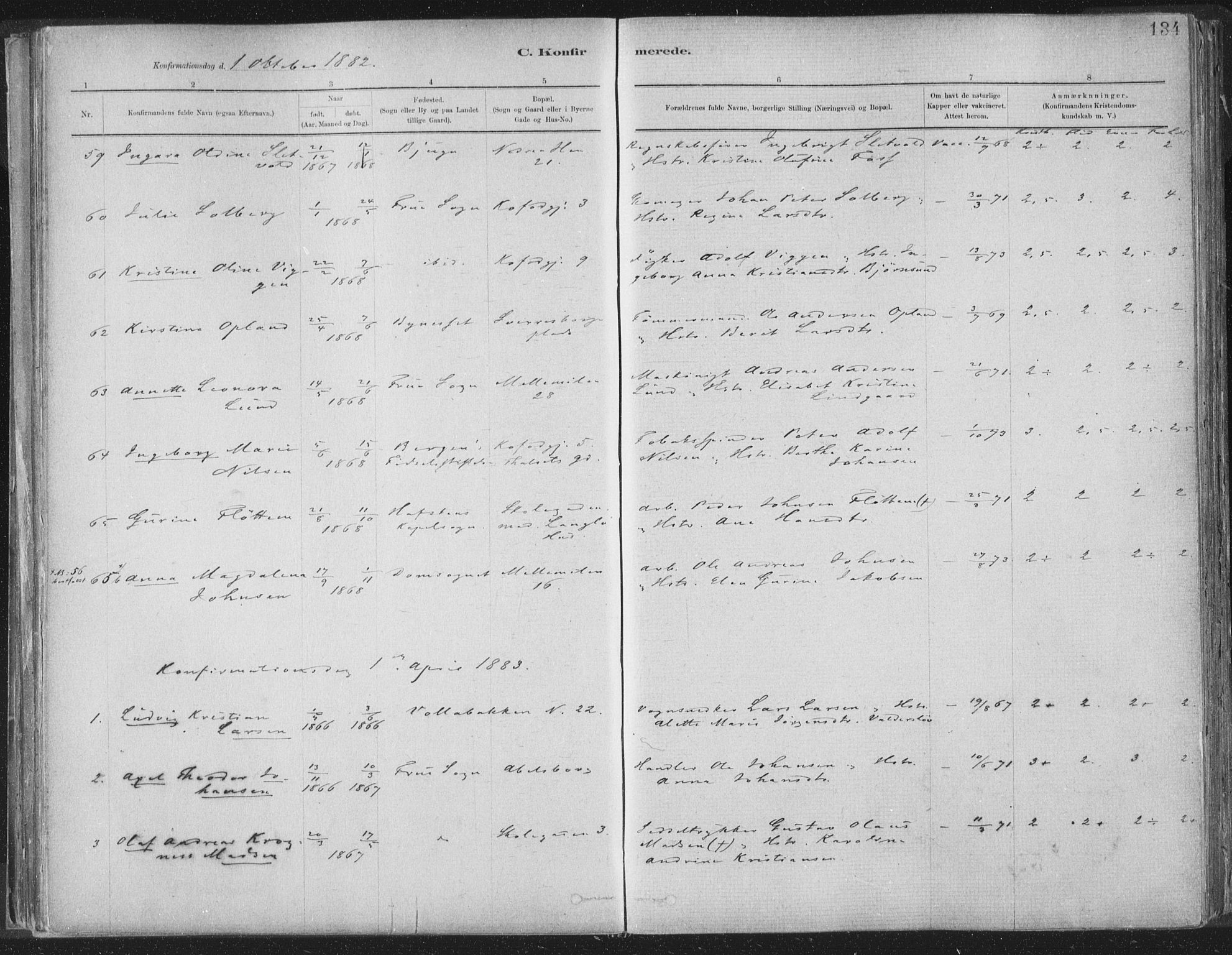 Ministerialprotokoller, klokkerbøker og fødselsregistre - Sør-Trøndelag, SAT/A-1456/603/L0162: Parish register (official) no. 603A01, 1879-1895, p. 134