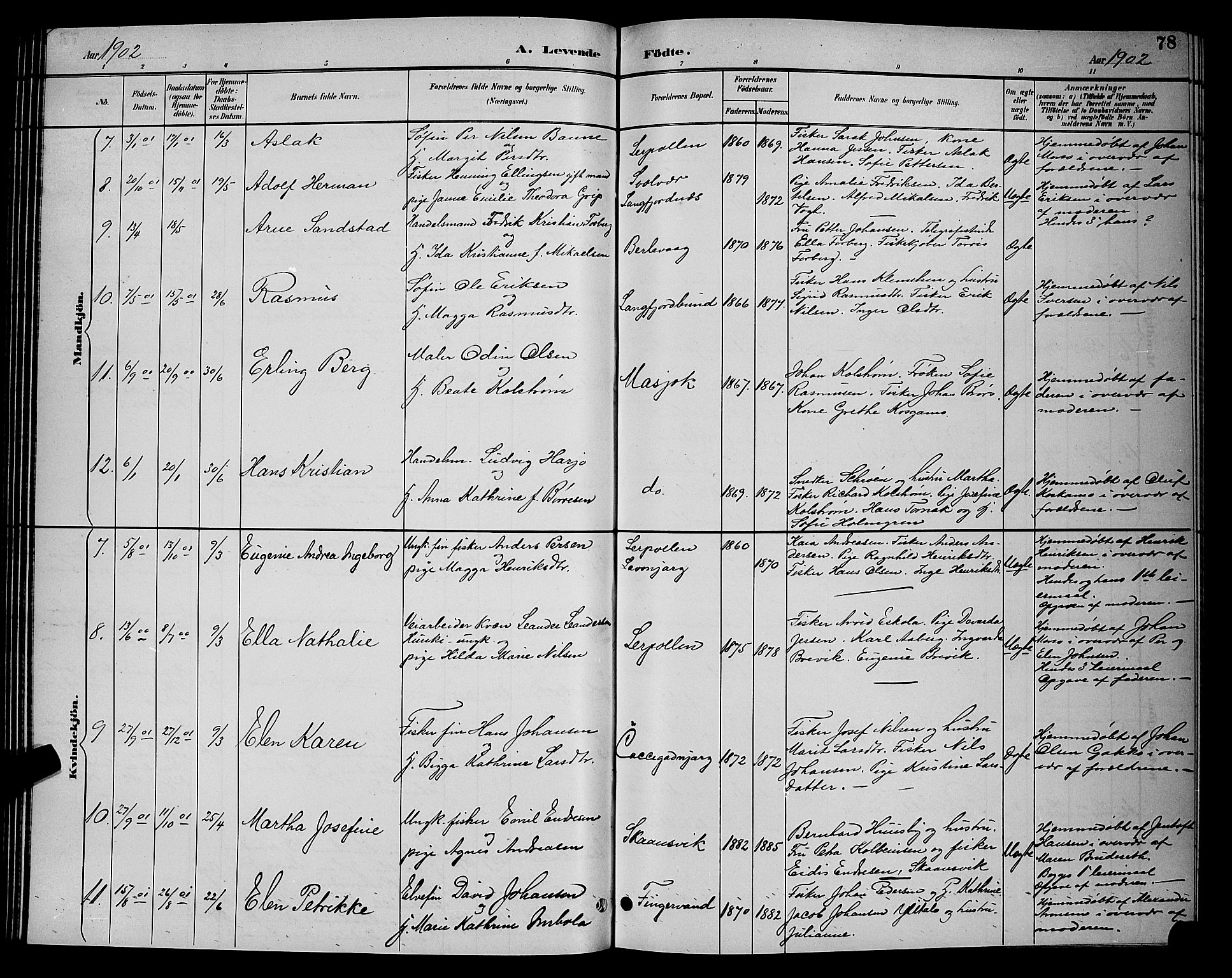 Tana sokneprestkontor, SATØ/S-1334/H/Hb/L0004klokker: Parish register (copy) no. 4, 1890-1903, p. 78