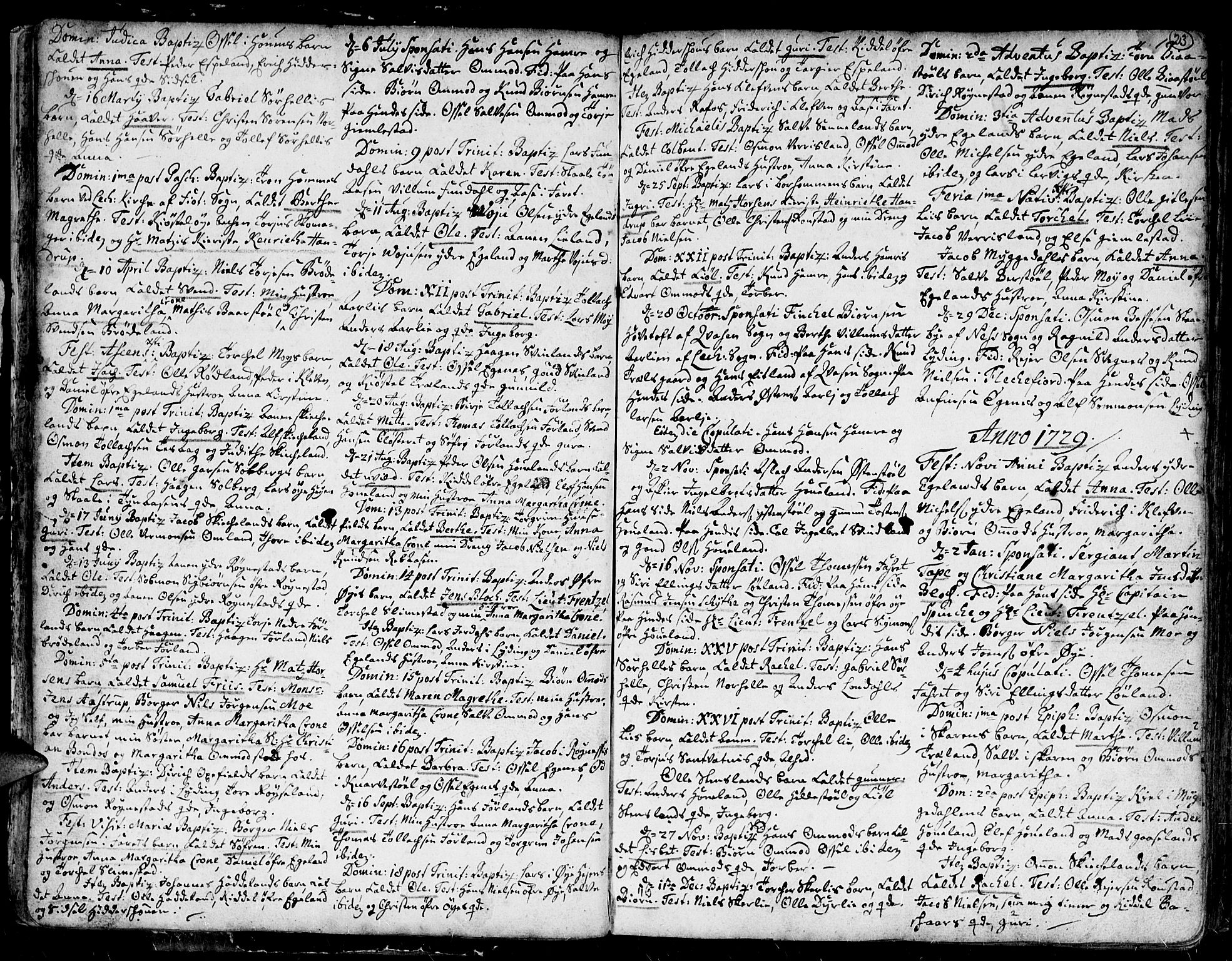 Kvinesdal sokneprestkontor, AV/SAK-1111-0026/F/Fa/Fab/L0001: Parish register (official) no. A 1 /1, 1710-1788, p. 23