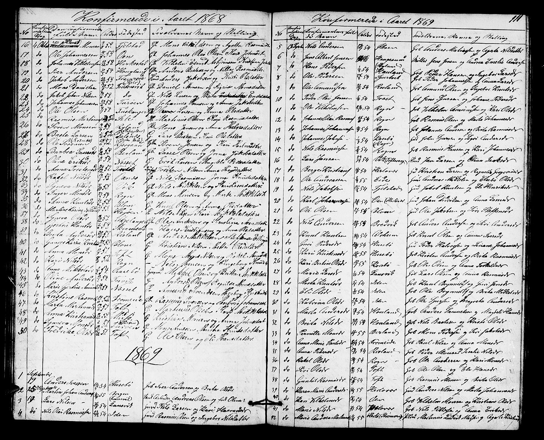 Herdla Sokneprestembete, SAB/A-75701/H/Hab: Parish register (copy) no. A 1, 1859-1880, p. 111
