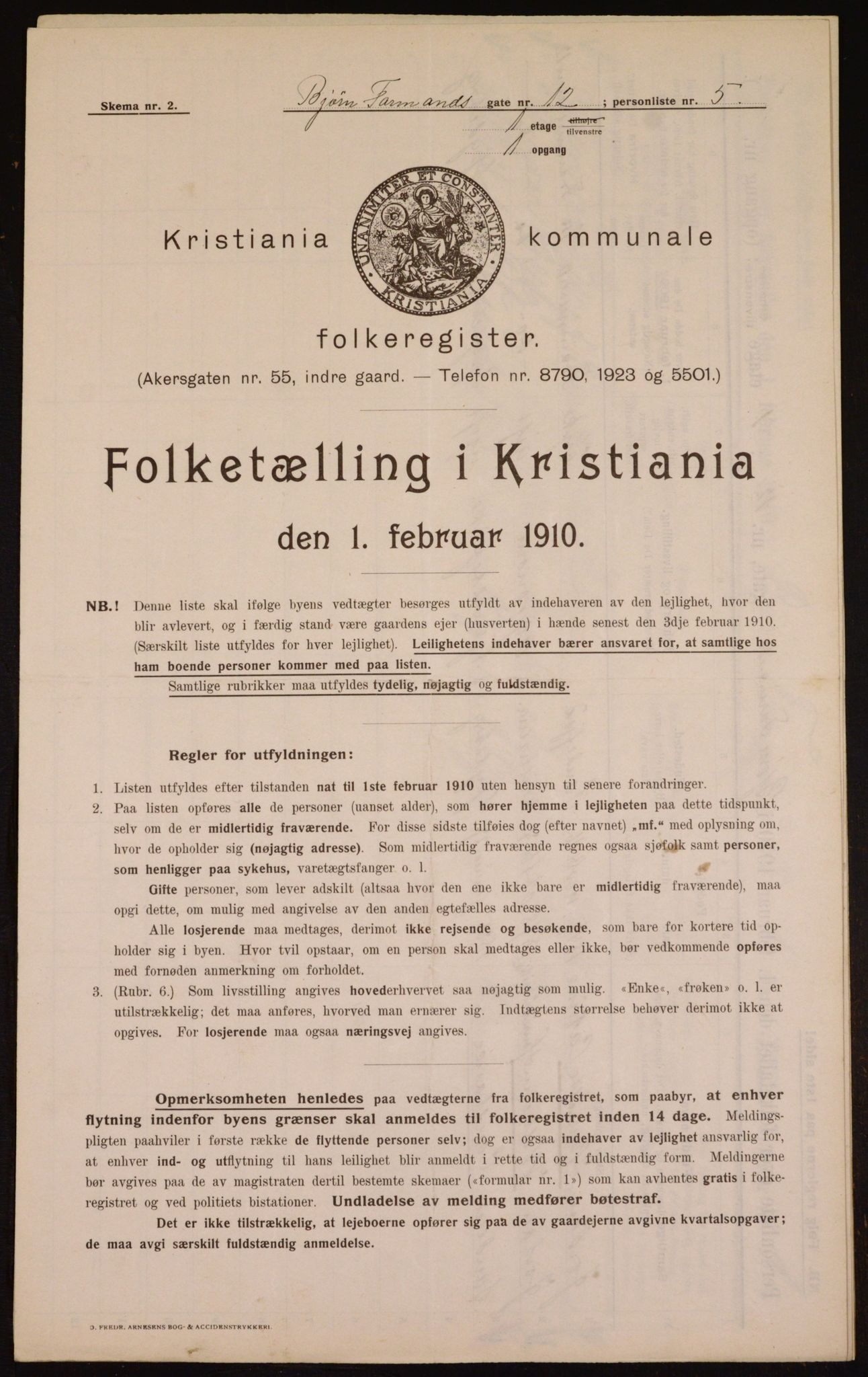 OBA, Municipal Census 1910 for Kristiania, 1910, p. 6490