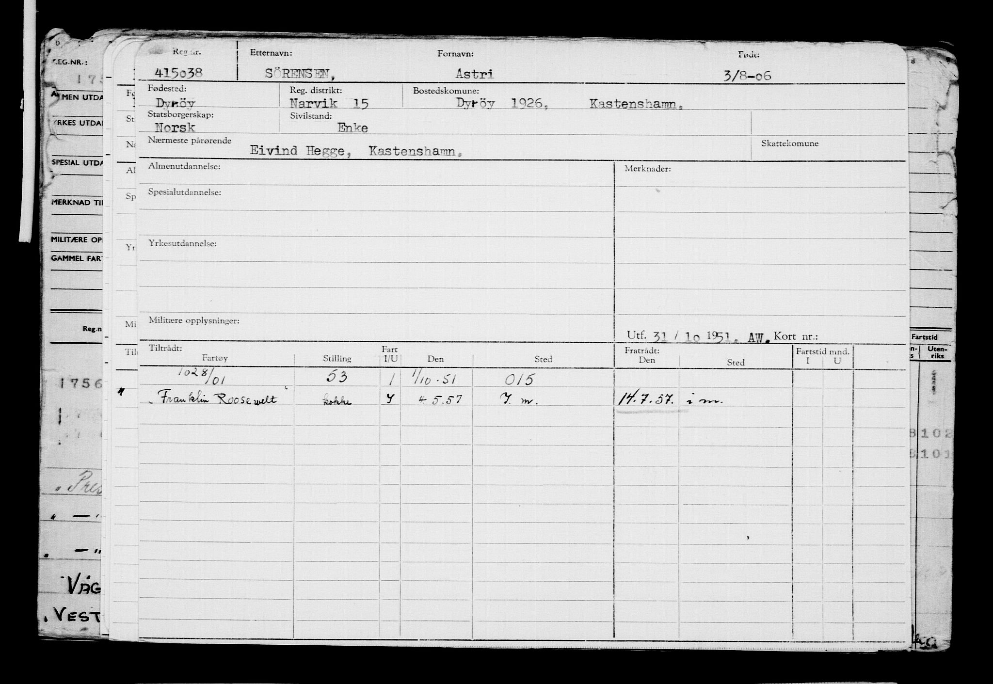 Direktoratet for sjømenn, AV/RA-S-3545/G/Gb/L0066: Hovedkort, 1906, p. 393