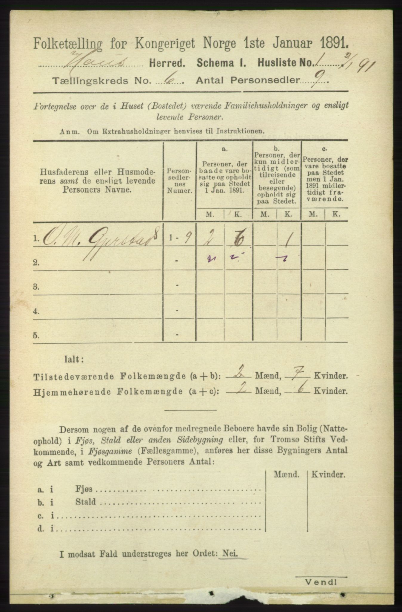 RA, 1891 census for 1250 Haus, 1891, p. 2267