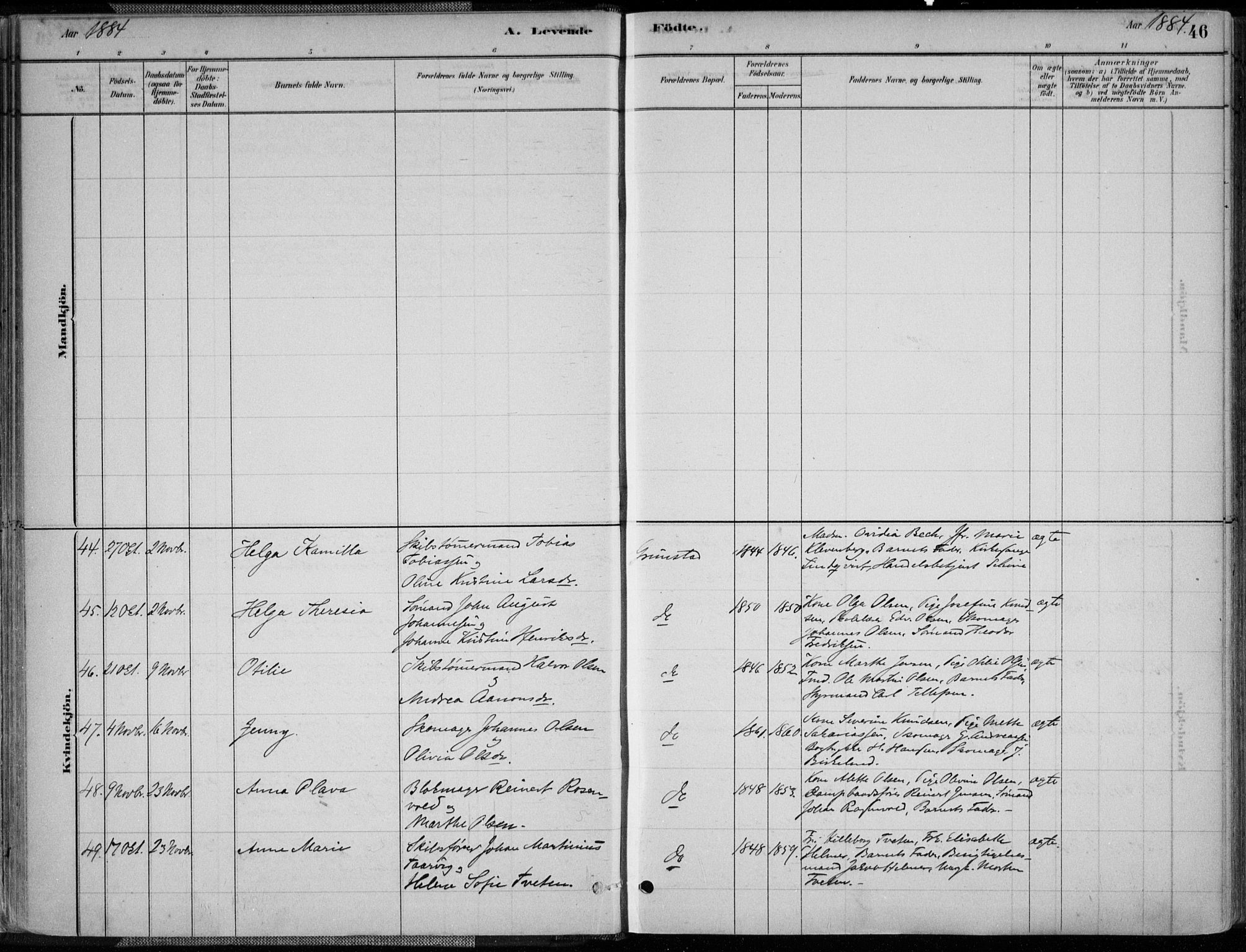 Grimstad sokneprestkontor, SAK/1111-0017/F/Fa/L0003: Parish register (official) no. A 2, 1882-1912, p. 46