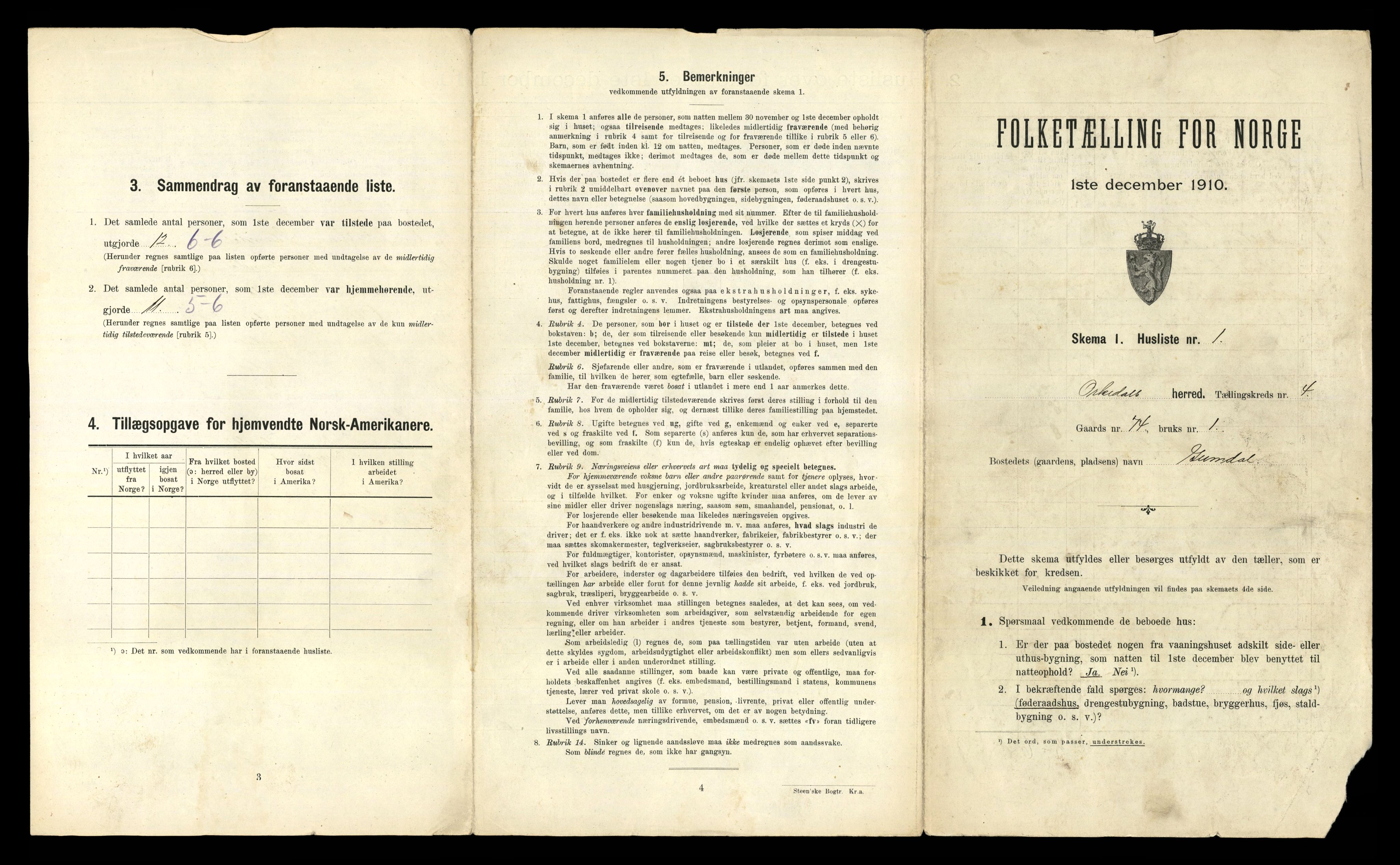 RA, 1910 census for Orkdal, 1910, p. 1097