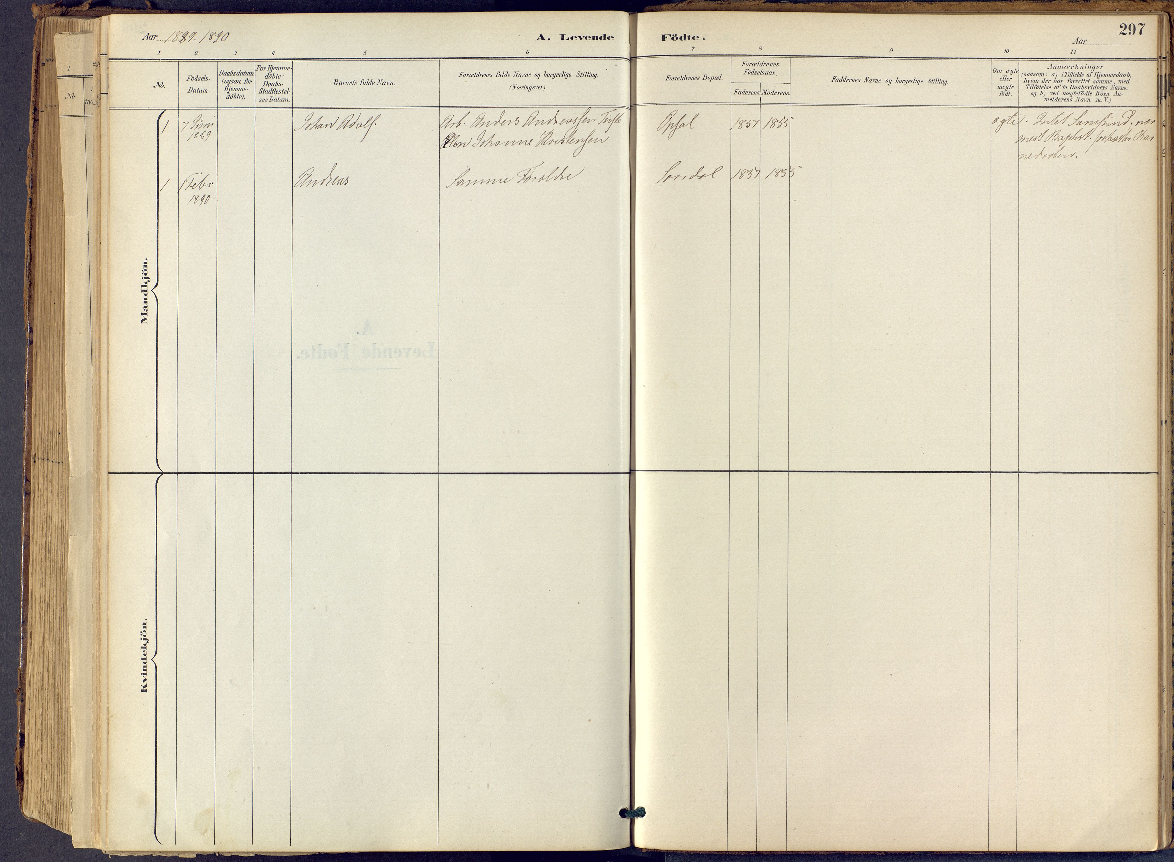 Lier kirkebøker, SAKO/A-230/F/Fb/L0001: Parish register (official) no. II 1, 1883-1910, p. 297